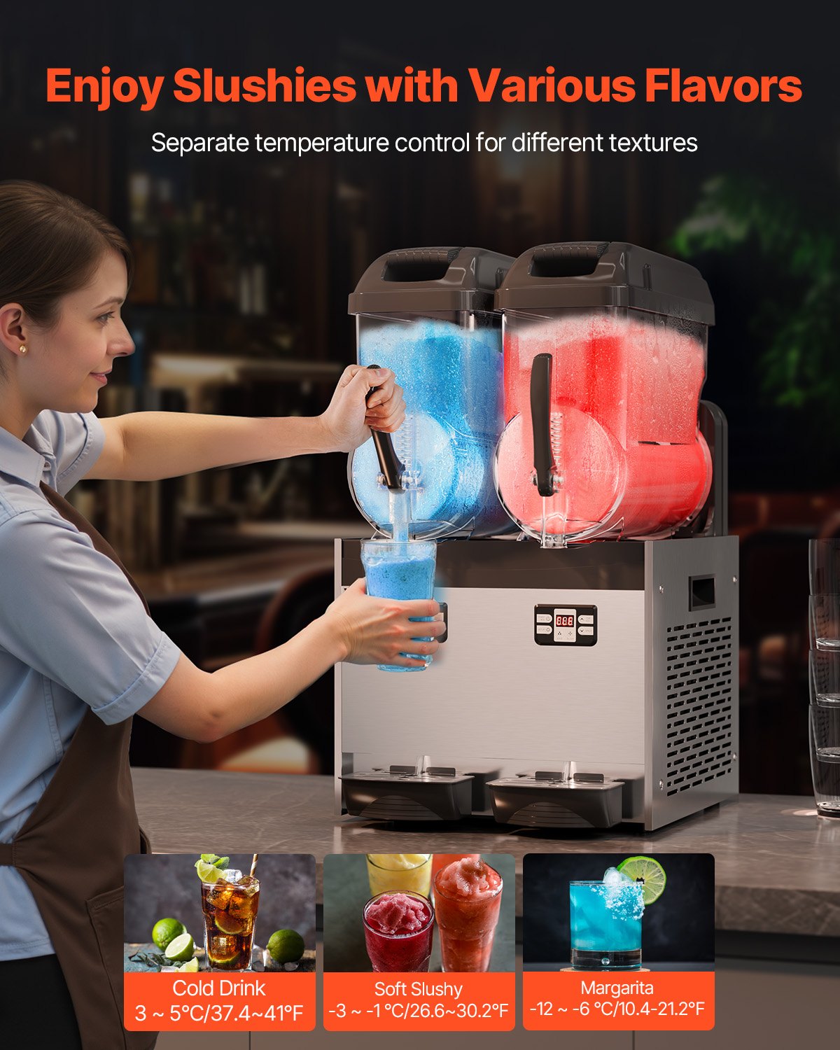 VEVOR 12Lx2 Tank Commercial Slushy Machine Margarita Smoothie Frozen Drink Maker VEVOR 12Lx2 Tank Commercial Slushy Machine Margarita Smoothie Frozen Drink Maker