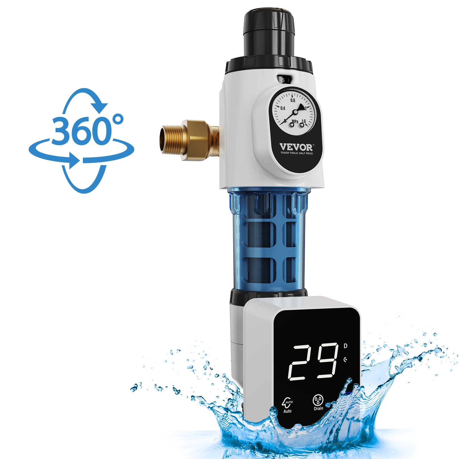 VEVOR Spin Down Filter, 40 Micron φίλτρο ιζήματος ολόκληρου σπιτιού για νερό πηγαδιών, 3/4&quot; GM + 1&quot; GM + 3/4&quot; GF, 4 T/H Υψηλός ρυθμός ροής, για συστήματα φιλτραρίσματος νερού ολόκληρου σπιτιού, Φίλτρο ιζήματος νερού πηγαδιών