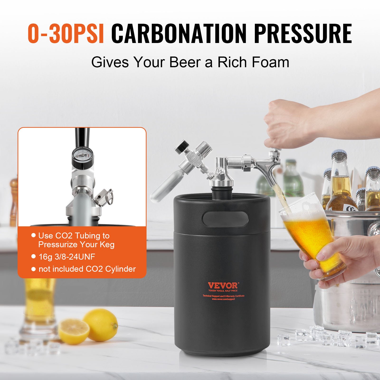 VEVOR Pressurized Growler Mini Beer Keg Draft Beer Growler Home 170Oz 5L Black VEVOR Pressurized Growler Mini Beer Keg Draft Beer Growler Home 170Oz 5L Black
