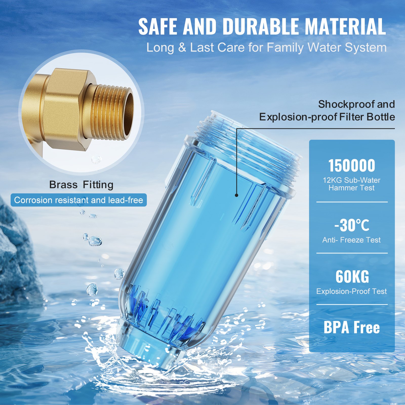 VEVOR Spin Down Filter, 40 Micron φίλτρο ιζήματος ολόκληρου σπιτιού για νερό πηγαδιών, 3/4&quot; GM + 1&quot; GM + 3/4&quot; GF, 4 T/H Υψηλός ρυθμός ροής, για συστήματα φιλτραρίσματος νερού ολόκληρου σπιτιού, Φίλτρο ιζήματος νερού πηγαδιών