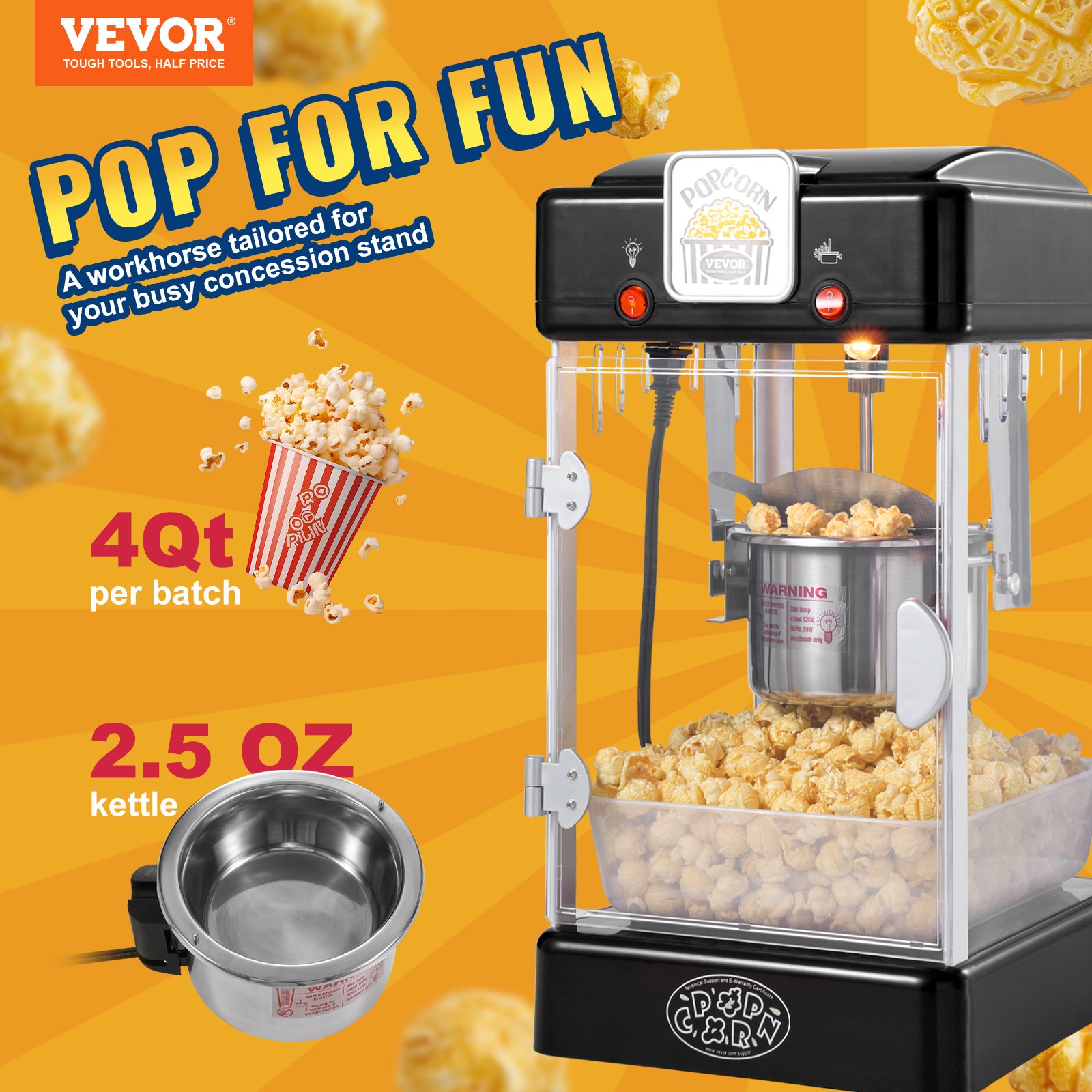 VEVOR Μηχάνημα Popcorn Popper Επιτραπέζιο Popcorn Maker 300W 2,5 Oz Μαύρο VEVOR Μηχάνημα Popcorn Popper Επιτραπέζιο Popcorn Maker 300W 2,5 Oz Μαύρο