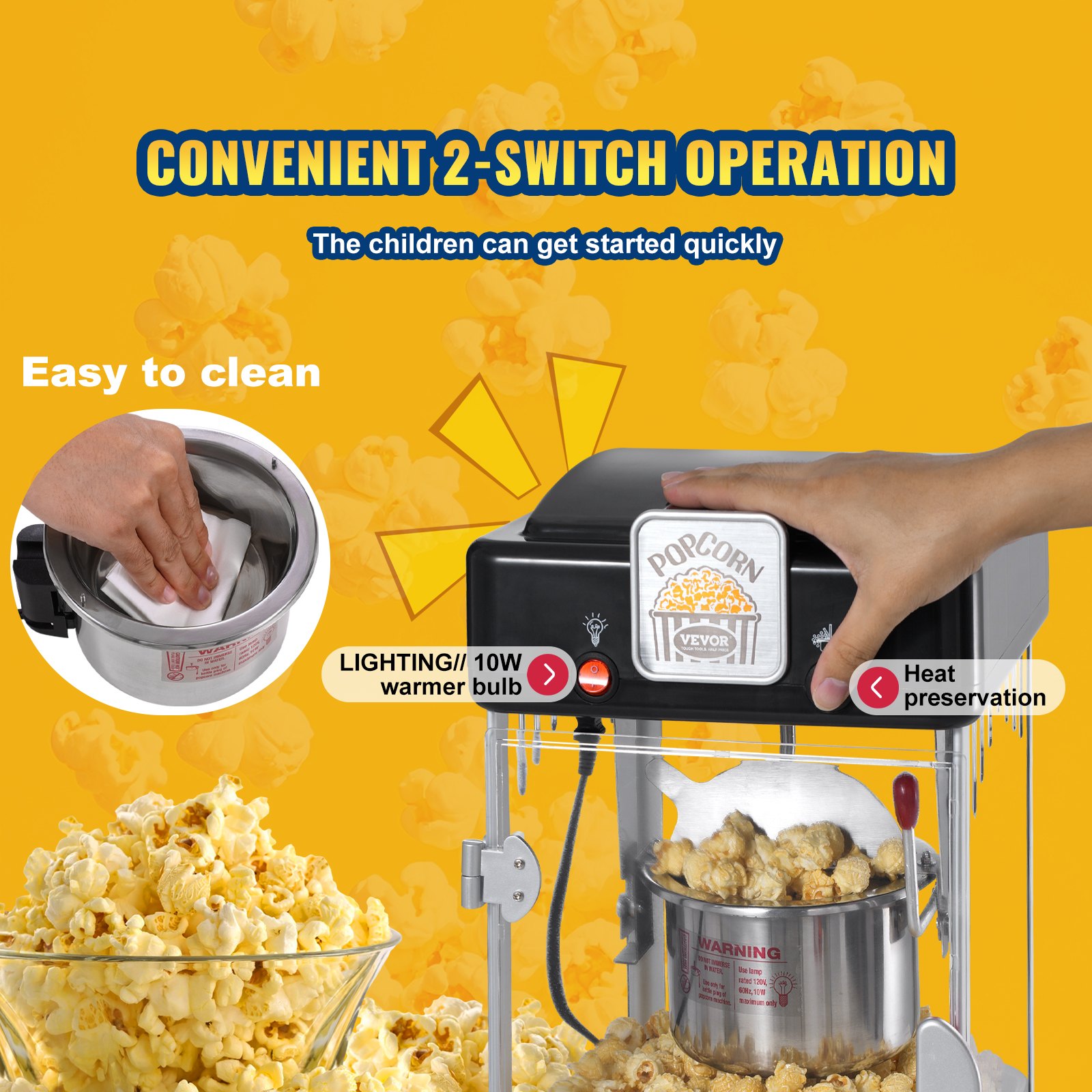 VEVOR Μηχάνημα Popcorn Popper Επιτραπέζιο Popcorn Maker 300W 2,5 Oz Μαύρο VEVOR Μηχάνημα Popcorn Popper Επιτραπέζιο Popcorn Maker 300W 2,5 Oz Μαύρο