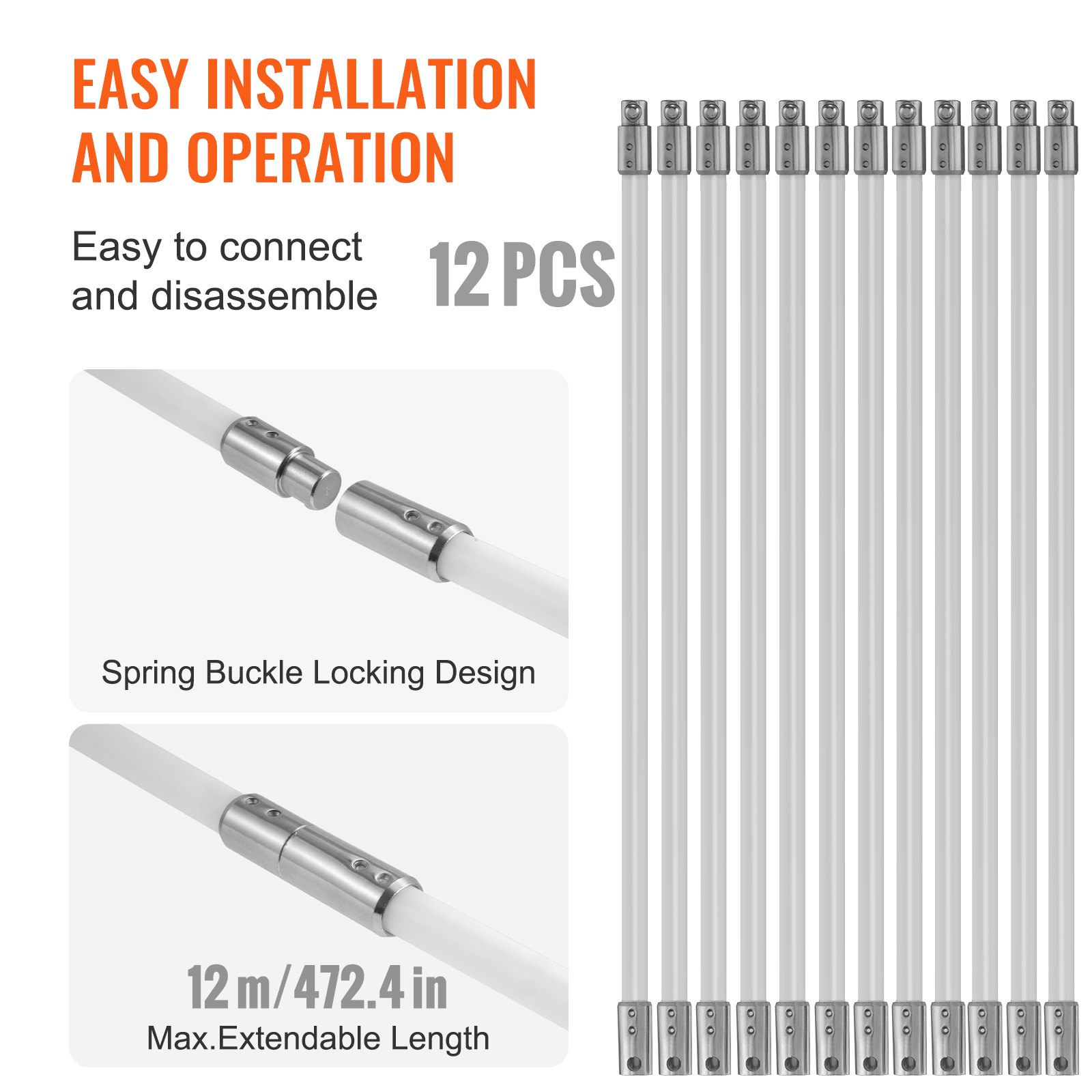 VEVOR 12 m Kit καθαρισμού καπνοδόχου, με 12 ενισχυμένες εύκαμπτες ράβδους από νάιλον, εργονομική βούρτσα καθαρισμού καπνοδόχου, καθαριστικό καμινάδας βούρτσας 360 μοιρών, πλούσια αξεσουάρ για οικιακή χρήση καπνοδόχου τζακιού Ταιριάζει στους περισσότερους σωλήνες VEVOR 12 m Kit καθαρισμού καπνοδόχου, με 12 ενισχυμένες εύκαμπτες ράβδους από νάιλον, εργονομική βούρτσα καθαρισμού καπνοδόχου, καθαριστικό καμινάδας βούρτσας 360 μοιρών, πλούσια αξεσουάρ για οικιακή χρήση καπνοδόχου τζακιού Ταιριάζει στους περισσότερους σωλήνες