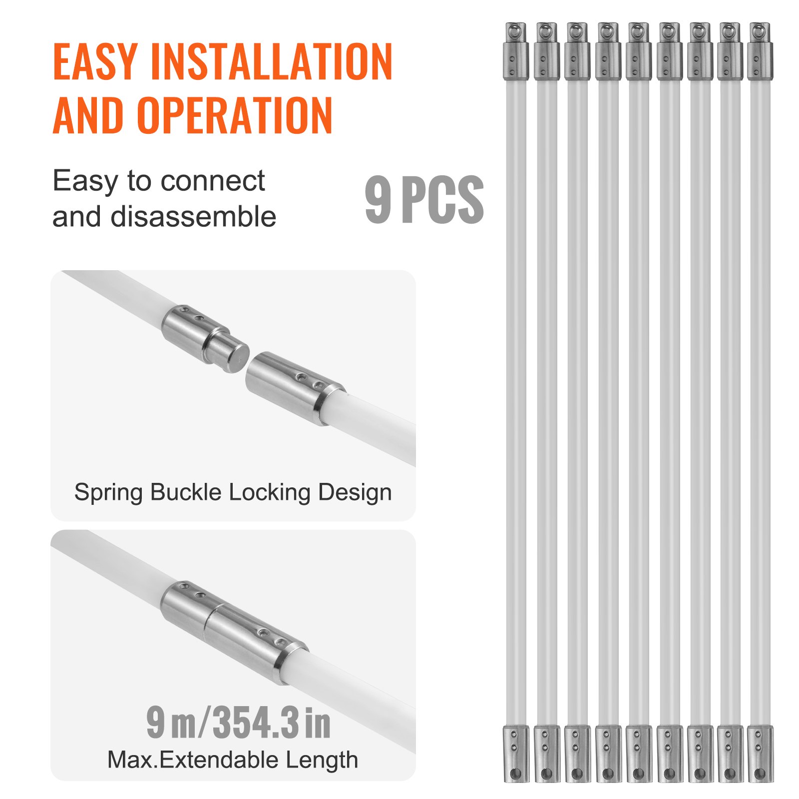 VEVOR 9 m Kit καθαρισμού καμινάδας, με 9 ενισχυμένες εύκαμπτες ράβδους από νάιλον, εργονομική βούρτσα καθαρισμού καπνοδόχου, καθαριστικό καμινάδας βούρτσας 360 μοιρών, πλούσια αξεσουάρ για οικιακή χρήση καυσαερίων τζακιού Ταιριάζει στους περισσότερους σωλήνες VEVOR 9 m Kit καθαρισμού καμινάδας, με 9 ενισχυμένες εύκαμπτες ράβδους από νάιλον, εργονομική βούρτσα καθαρισμού καπνοδόχου, καθαριστικό καμινάδας βούρτσας 360 μοιρών, πλούσια αξεσουάρ για οικιακή χρήση καυσαερίων τζακιού Ταιριάζει στους περισσότερους σωλήνες