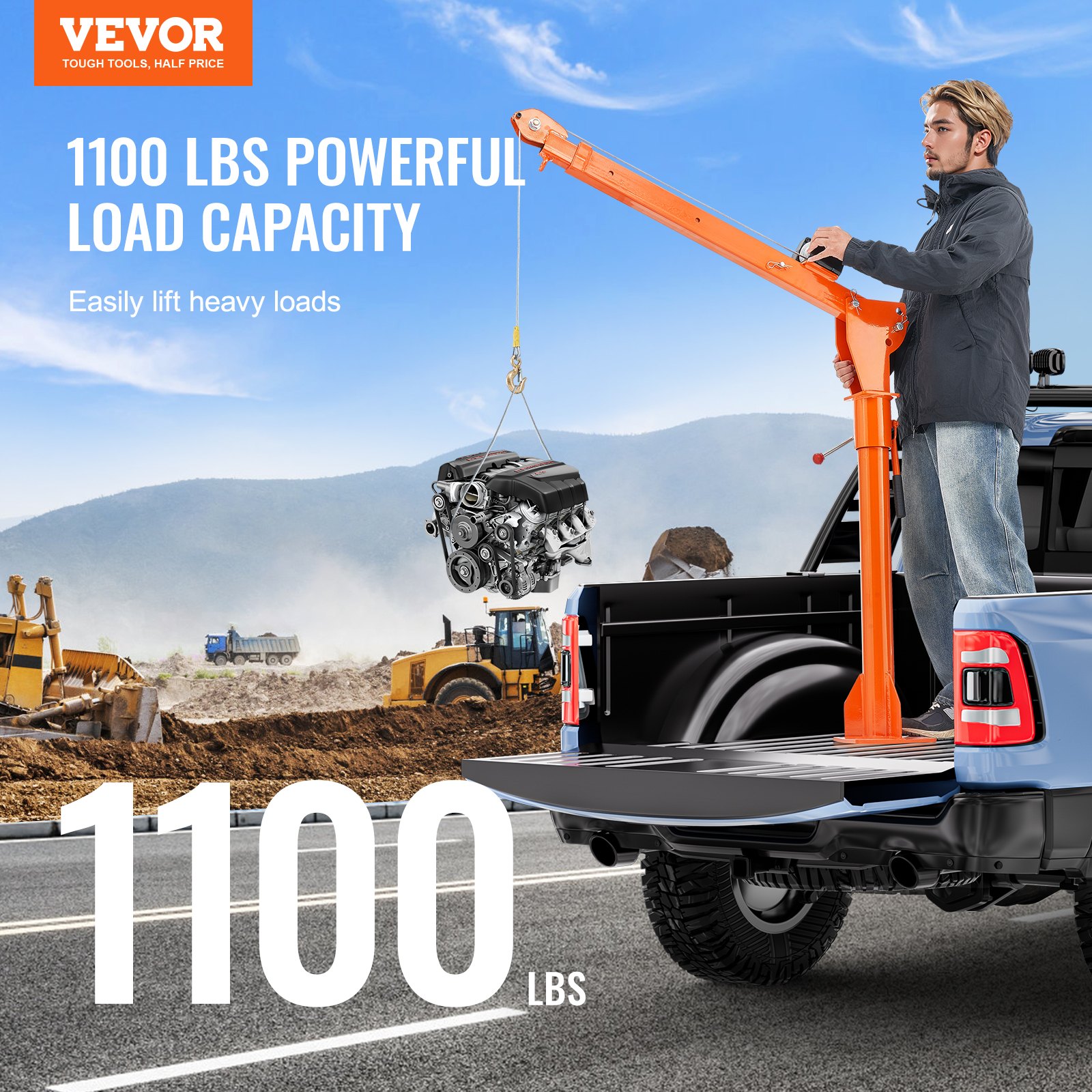 VEVOR Electric Pickup Truck Crane Hoist Crane 1100 lbs 360° Swivel Hoist Lift VEVOR Electric Pickup Truck Crane Hoist Crane 1100 lbs 360° Swivel Hoist Lift
