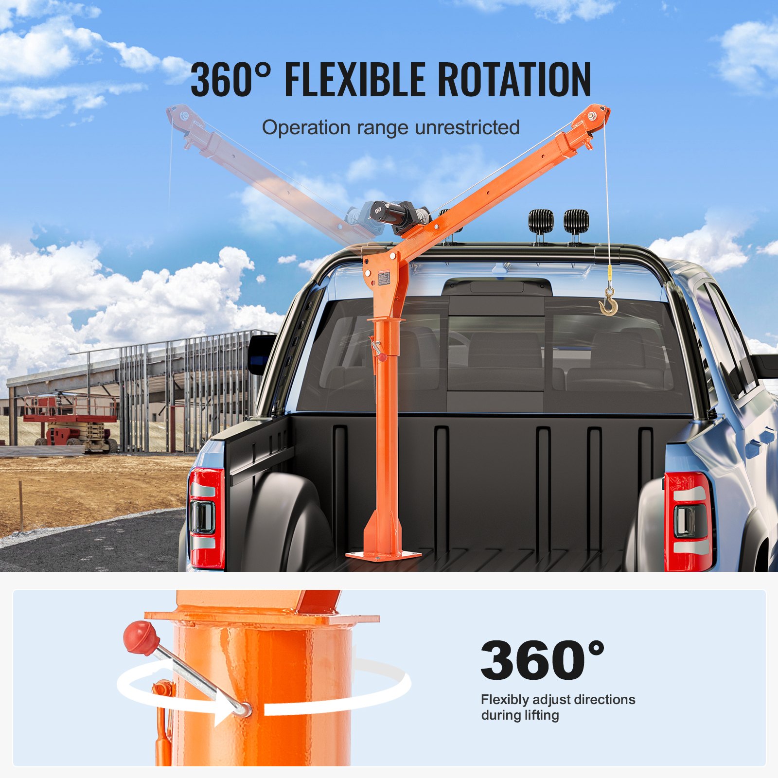 VEVOR Electric Pickup Truck Crane Hoist Crane 1100 lbs 360° Swivel Hoist Lift VEVOR Electric Pickup Truck Crane Hoist Crane 1100 lbs 360° Swivel Hoist Lift
