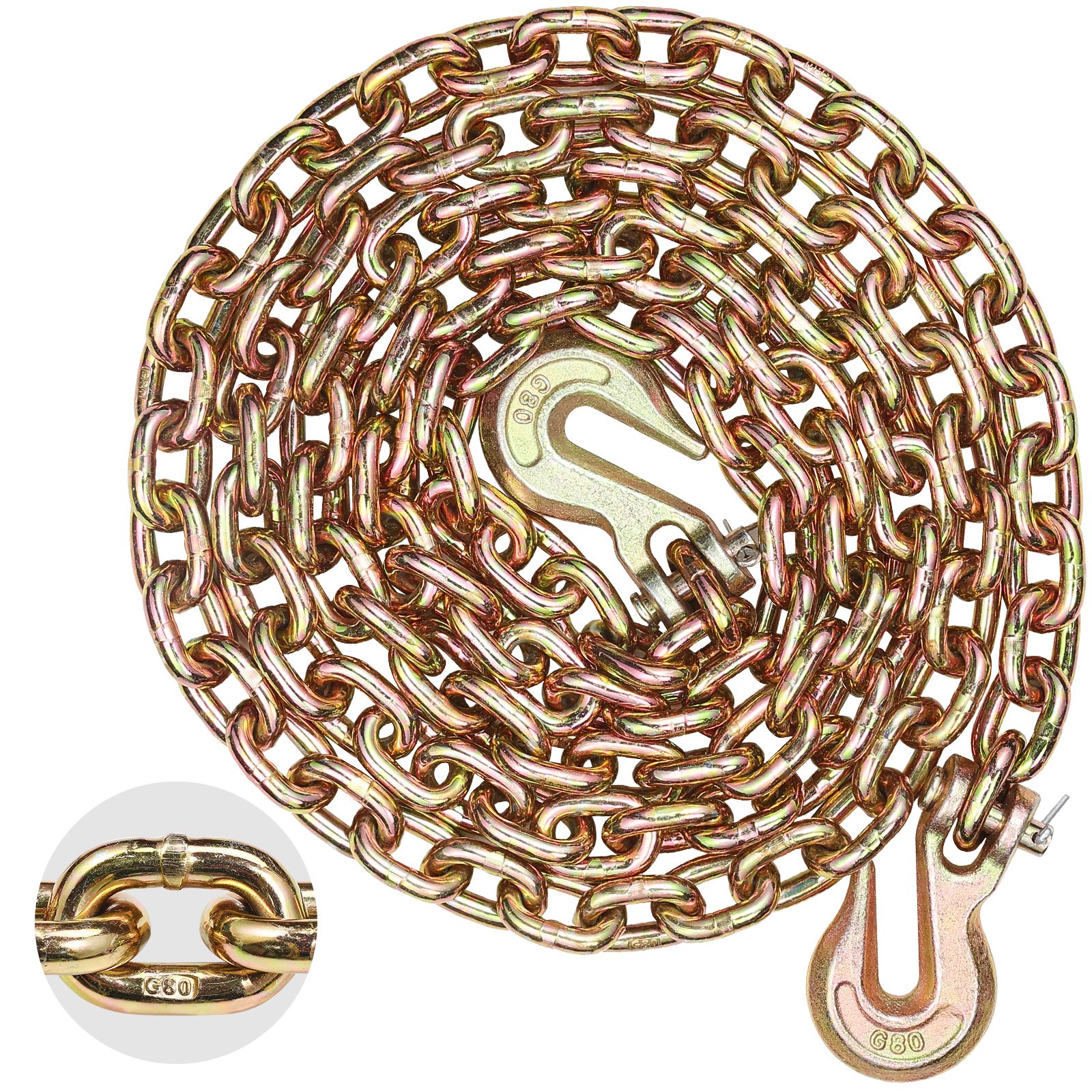 VEVOR Binder Chain G80 Tie Down Tow Chain with Two Hooks 5/16" x 10,3' 4900 lbs VEVOR Binder Chain G80 Tie Down Tow Chain with Two Hooks 5/16" x 10,3' 4900 lbs