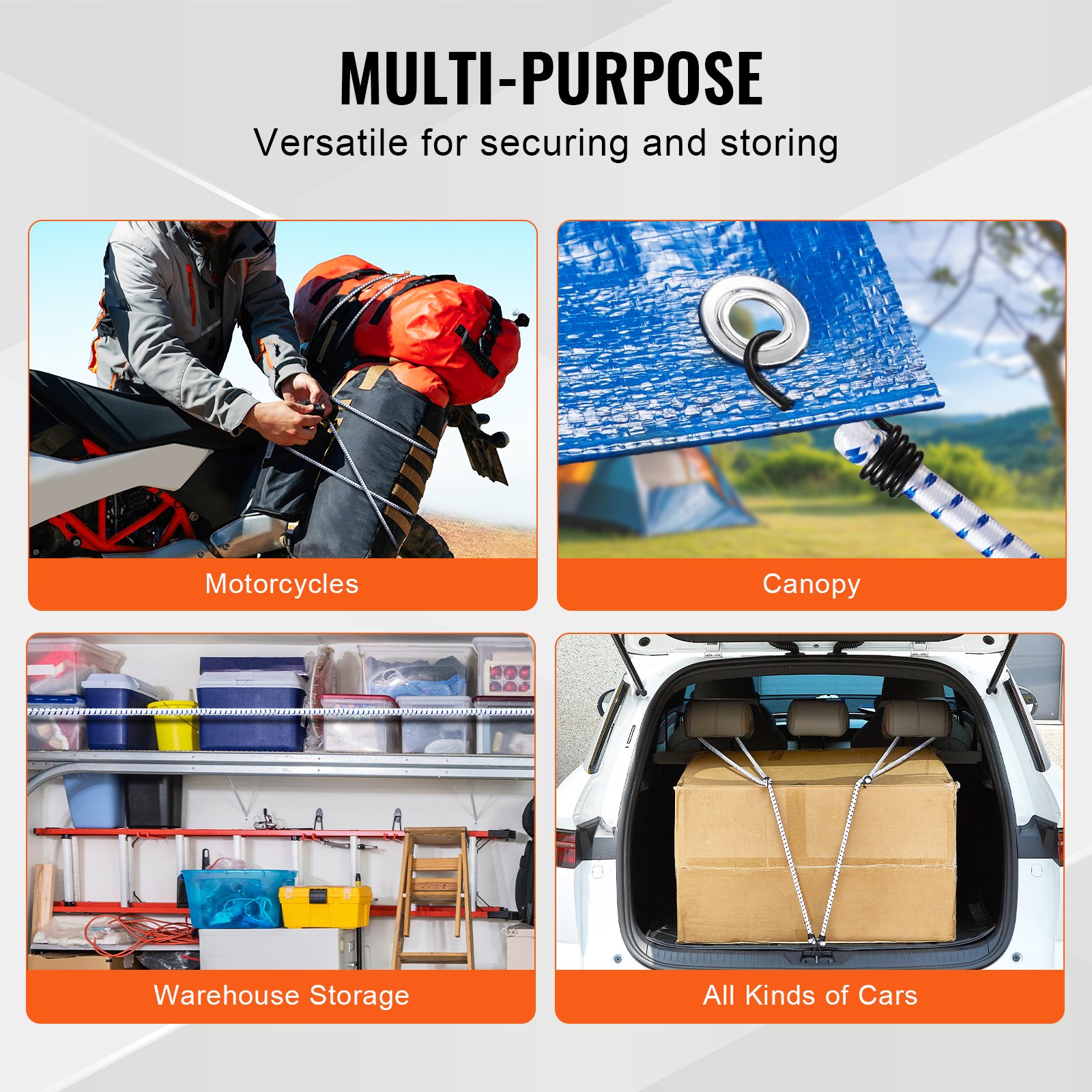 VEVOR 6 τμχ Κορδόνια Bungee με Α3 Ατσάλινους γάντζους 72" Ιμάντες Bungee βαρέως τύπου 12mm VEVOR 6 τμχ Κορδόνια Bungee με Α3 Ατσάλινους γάντζους 72" Ιμάντες Bungee βαρέως τύπου 12mm