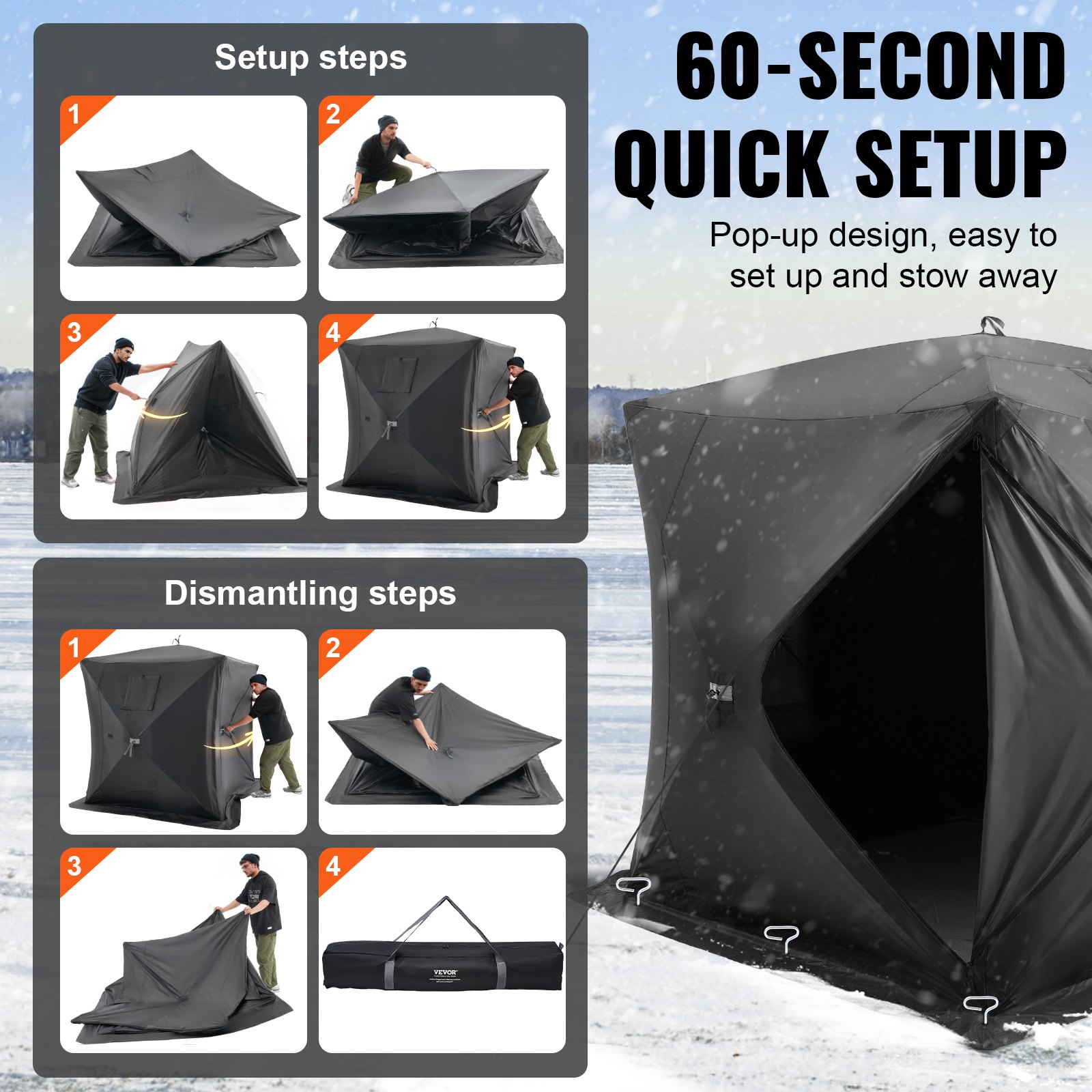 VEVOR 3-4 Άτομα Ourdoor Portable Ice Shelter Pop-Up Ice Fishing Shanty Tent VEVOR 3-4 Άτομα Ourdoor Portable Ice Shelter Pop-Up Ice Fishing Shanty Tent