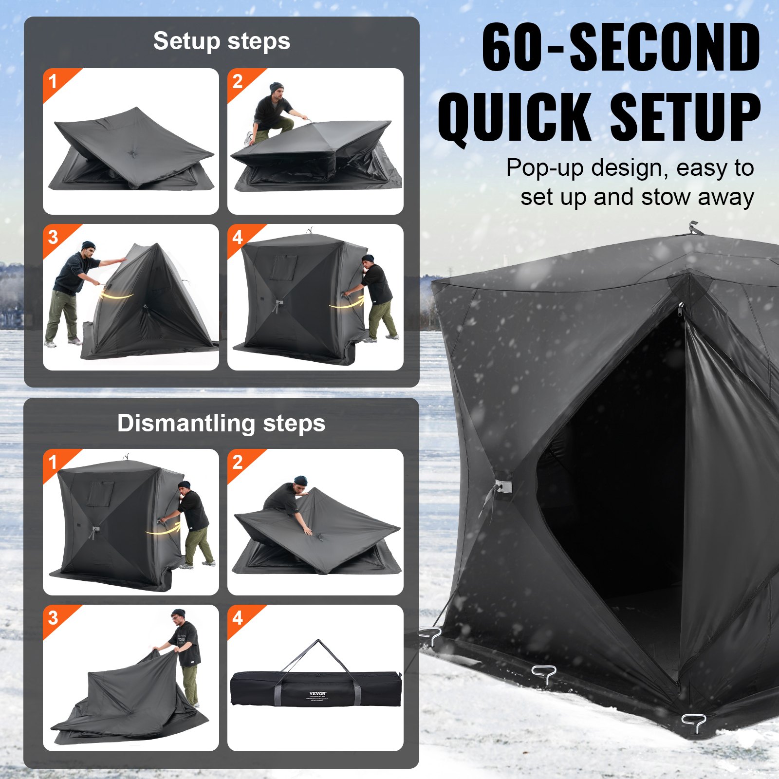 VEVOR 3-4 Άτομα Ourdoor Portable Ice Shelter Pop-Up Ice Fishing Shanty Tent VEVOR 3-4 Άτομα Ourdoor Portable Ice Shelter Pop-Up Ice Fishing Shanty Tent