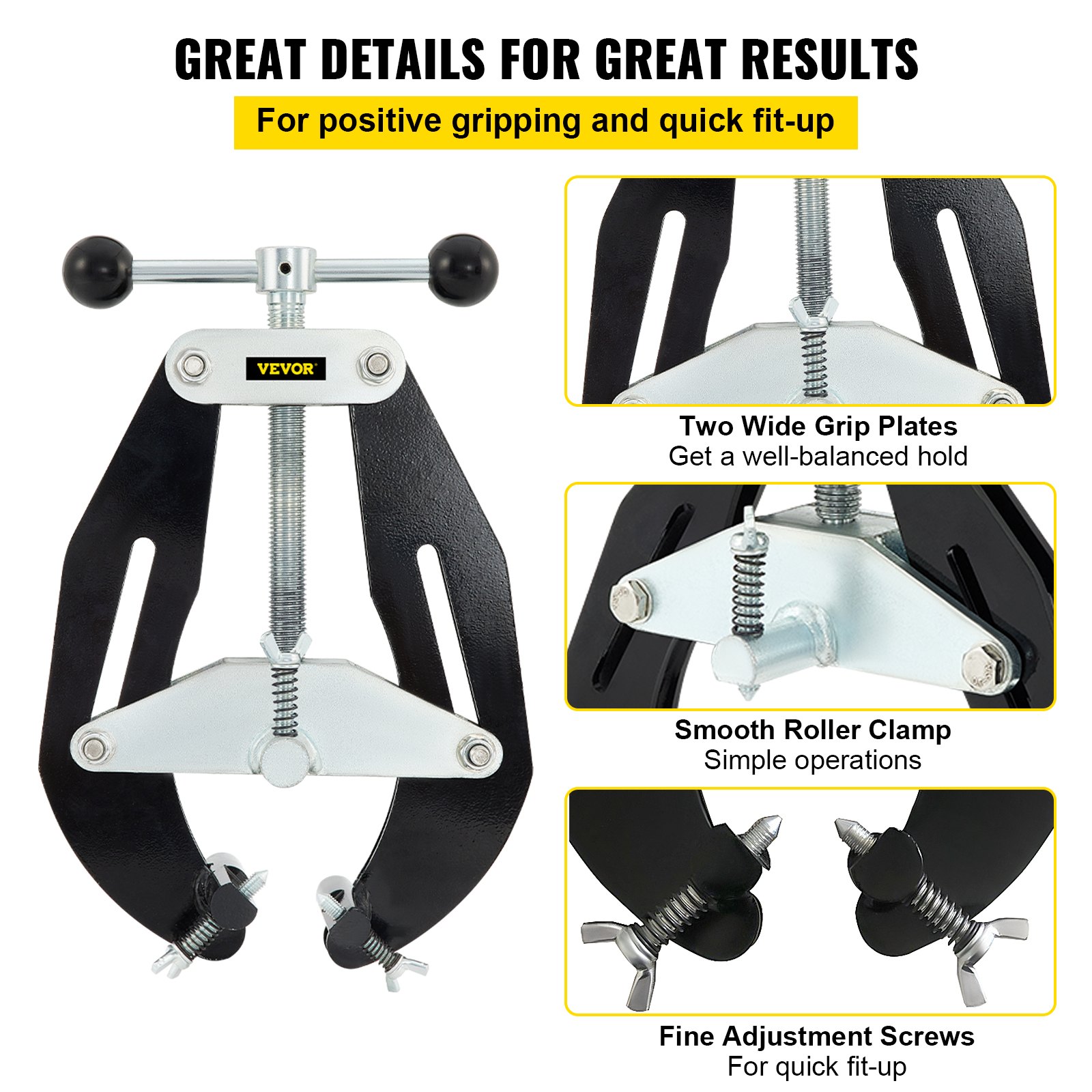 Σφιγκτήρας VEVOR Ultra, 2 έως 6 σε διάμετρο, Σφιγκτήρας σωλήνα υψηλής αντοχής με βίδες γρήγορης δράσης, εργαλείο ευθυγράμμισης σωλήνων από χάλυβα με ελαφρύ σχεδιασμό, μαύρο Σφιγκτήρας VEVOR Ultra, 2 έως 6 σε διάμετρο, Σφιγκτήρας σωλήνα υψηλής αντοχής με βίδες γρήγορης δράσης, εργαλείο ευθυγράμμισης σωλήνων από χάλυβα με ελαφρύ σχεδιασμό, μαύρο