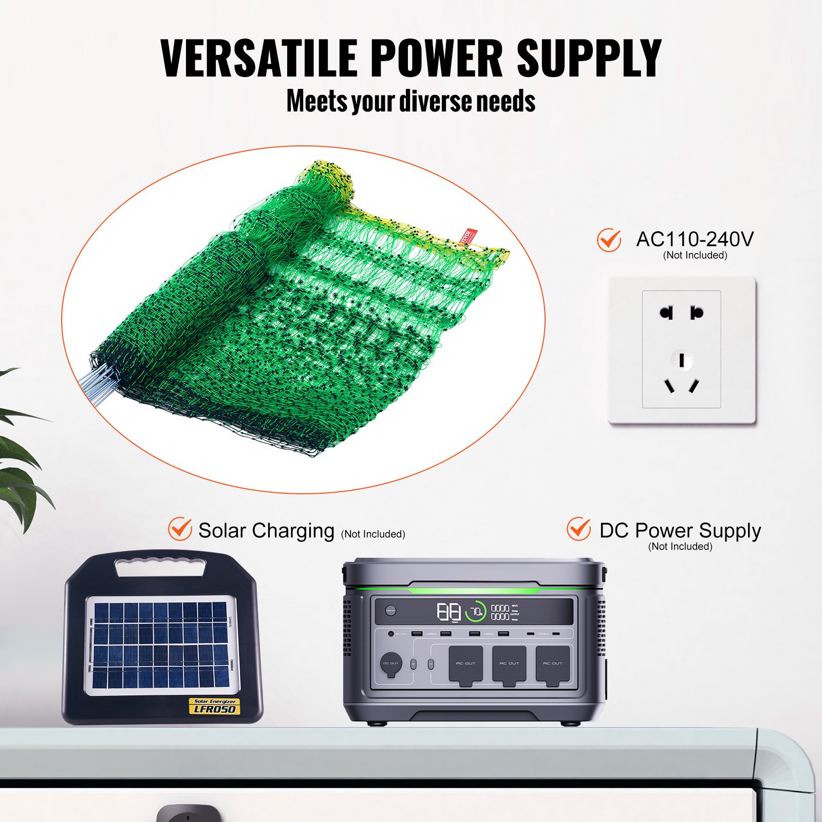 VEVOR Ηλεκτρικό δίχτυ για περίφραξη, 48" Υ x 100' L, κιτ περίφραξης δίχτυ PE με στύλους & διπλές ακίδες, φορητό πλέγμα για κοτόπουλα, πάπιες, χήνες, κουνέλια, που χρησιμοποιούνται σε αυλές, φάρμες και ράντζα VEVOR Ηλεκτρικό δίχτυ για περίφραξη, 48" Υ x 100' L, κιτ περίφραξης δίχτυ PE με στύλους & διπλές ακίδες, φορητό πλέγμα για κοτόπουλα, πάπιες, χήνες, κουνέλια, που χρησιμοποιούνται σε αυλές, φάρμες και ράντζα