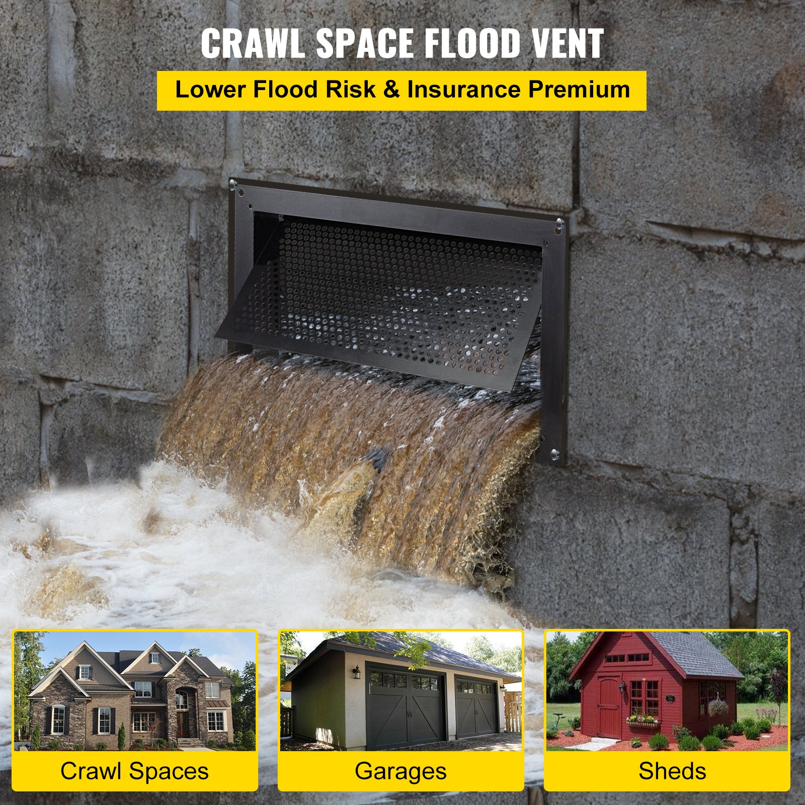 VEVOR Crawl Space Flood Vent Fund Fult Flood 8"Ύψος x 16" Πλάτος Εξαερισμός τοίχου VEVOR Crawl Space Flood Vent Fund Fult Flood 8"Ύψος x 16" Πλάτος Εξαερισμός τοίχου