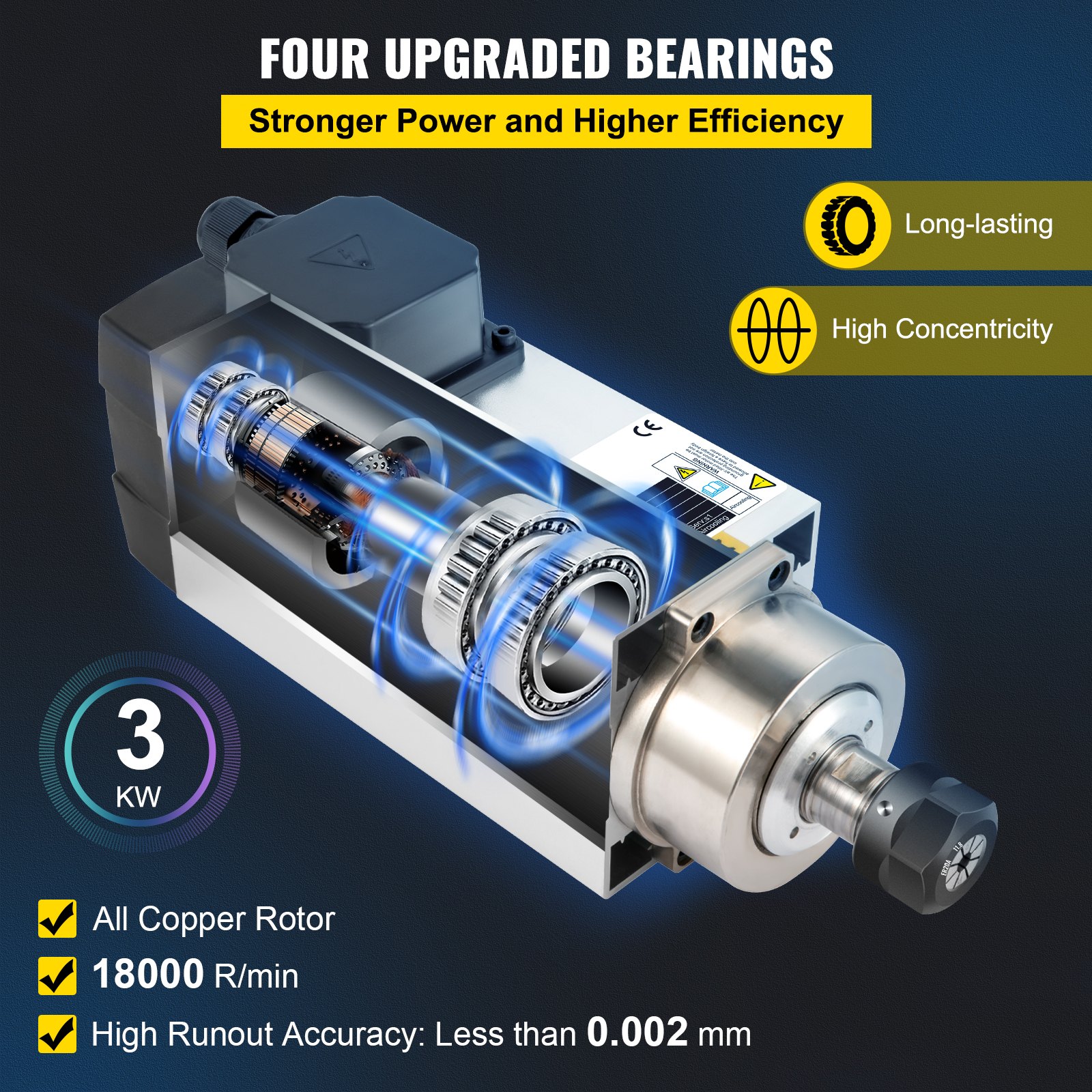 Αερόψυκτος κινητήρας ατράκτου VEVOR 3.0KW 220V CNC Αερόψυκτος άξονας κινητήρας για φρέζα χάραξης CNC Αερόψυκτος κινητήρας ατράκτου VEVOR 3.0KW 220V CNC Αερόψυκτος άξονας κινητήρας για φρέζα χάραξης CNC