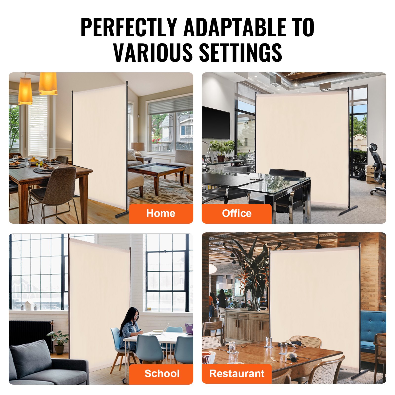 VEVOR 6FT Διαιρέτης Δωματίου Μονό Πάνελ Υφασμάτινη Οθόνη Δωματίου για Υπνοδωμάτιο Γραφείου Μπεζ VEVOR 6FT Διαιρέτης Δωματίου Μονό Πάνελ Υφασμάτινη Οθόνη Δωματίου για Υπνοδωμάτιο Γραφείου Μπεζ