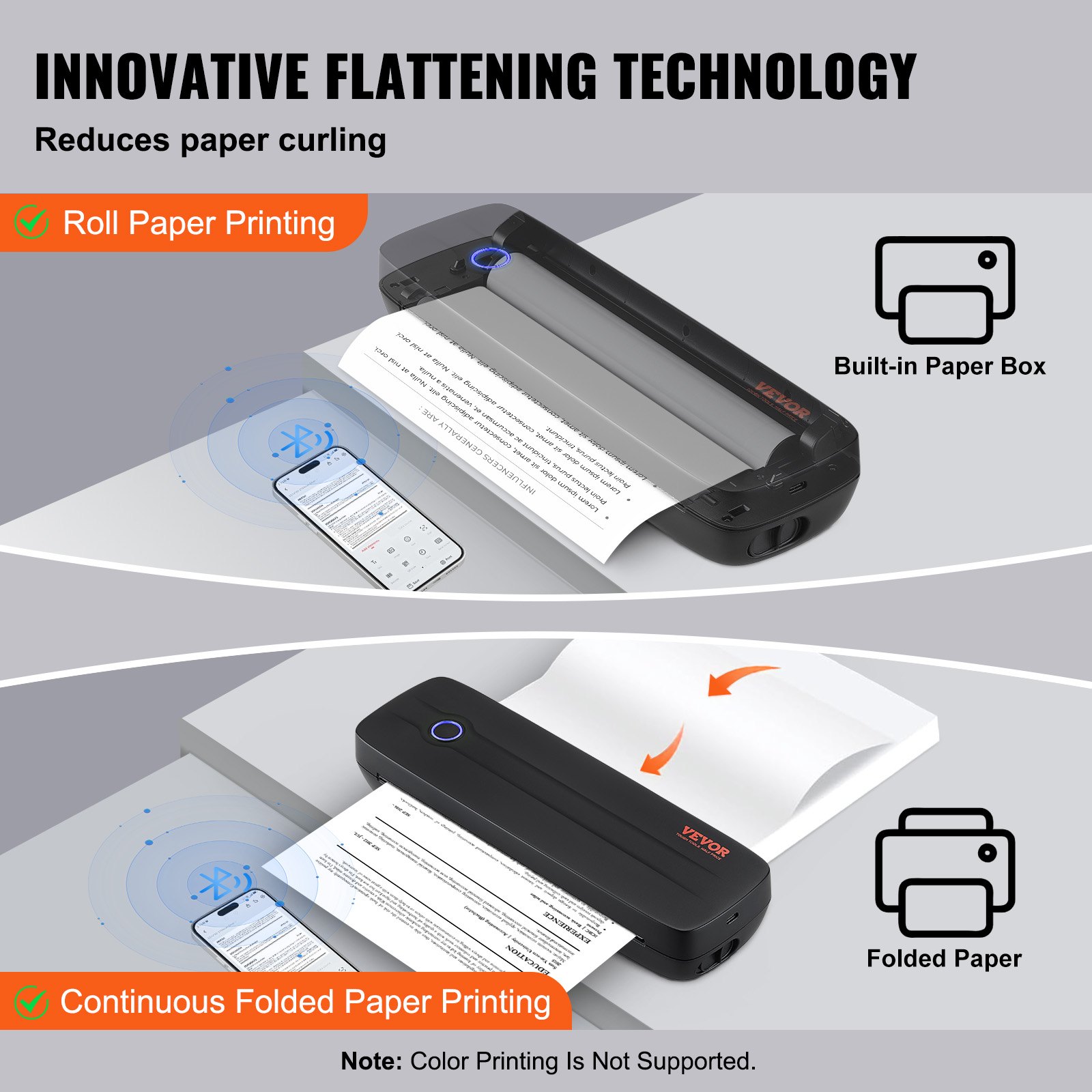 VEVOR Portable Printer Wireless Inkless Printer 2600 mAh for Travel & Home VEVOR Portable Printer Wireless Inkless Printer 2600 mAh for Travel & Home