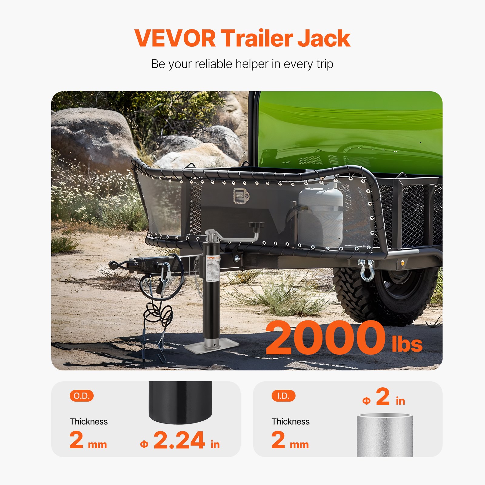 VEVOR Trailer Jack Weld-on Pipe Mount Swivel Trailer Jack 2000 lbs 10" Travel VEVOR Trailer Jack Weld-on Pipe Mount Swivel Trailer Jack 2000 lbs 10" Travel