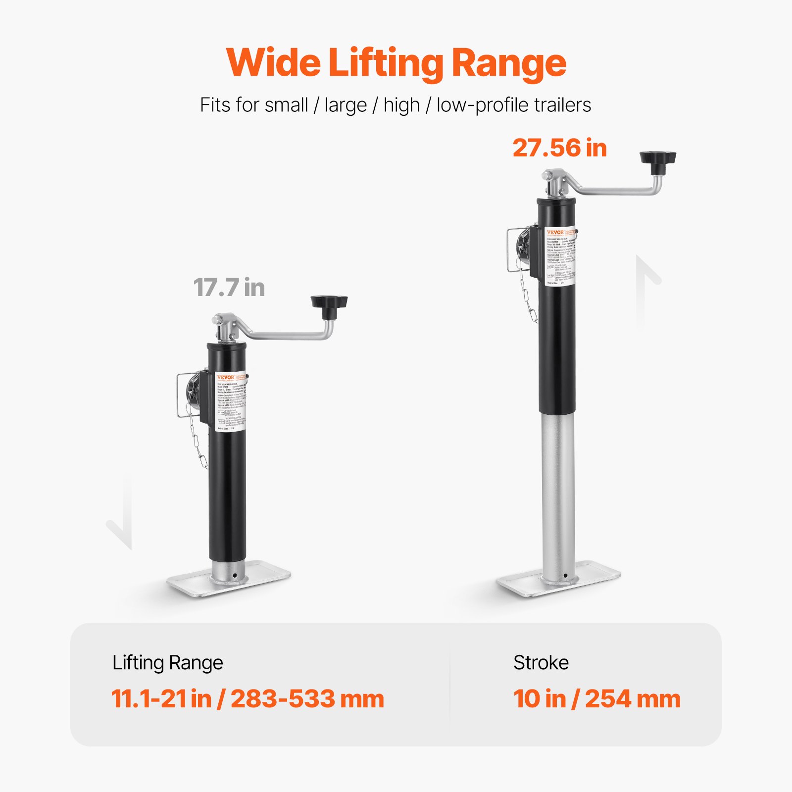 VEVOR Trailer Jack Weld-on Pipe Mount Swivel Trailer Jack 2000 lbs 10" Travel VEVOR Trailer Jack Weld-on Pipe Mount Swivel Trailer Jack 2000 lbs 10" Travel