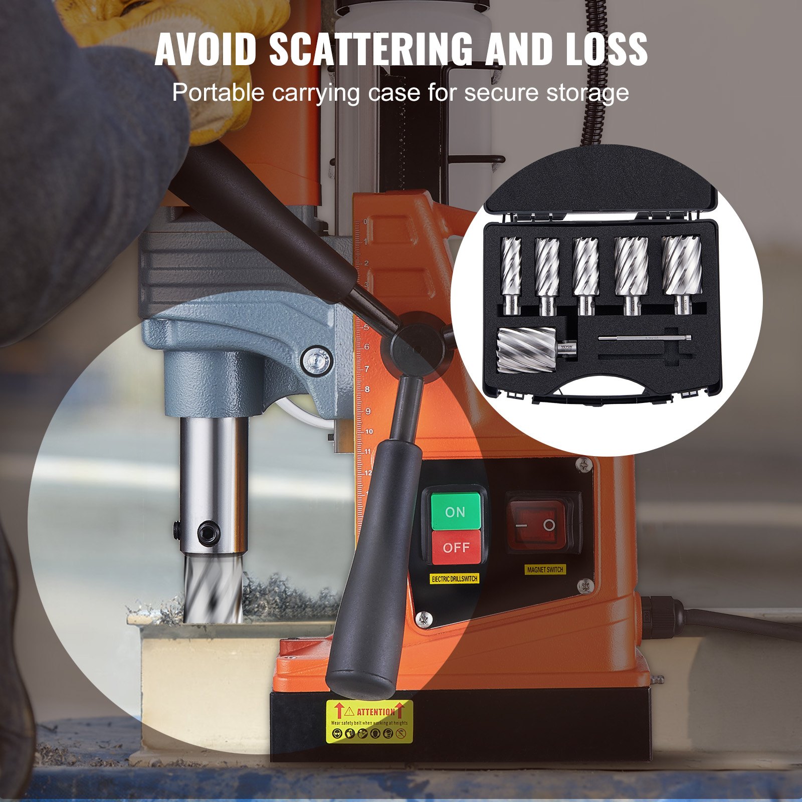 Σετ δακτυλιοειδούς κοπής VEVOR, 6 τμχ τρυπάνια Weldon Shank Mag, Βάθος κοπής 2", διάμετρος κοπής 1" έως 2", χάλυβας υψηλής ταχύτητας M2AL, με 2 καρφίτσες πιλότου και φορητή θήκη, για χρήση με μαγνητικά τρυπάνια Σετ δακτυλιοειδούς κοπής VEVOR, 6 τμχ τρυπάνια Weldon Shank Mag, Βάθος κοπής 2", διάμετρος κοπής 1" έως 2", χάλυβας υψηλής ταχύτητας M2AL, με 2 καρφίτσες πιλότου και φορητή θήκη, για χρήση με μαγνητικά τρυπάνια