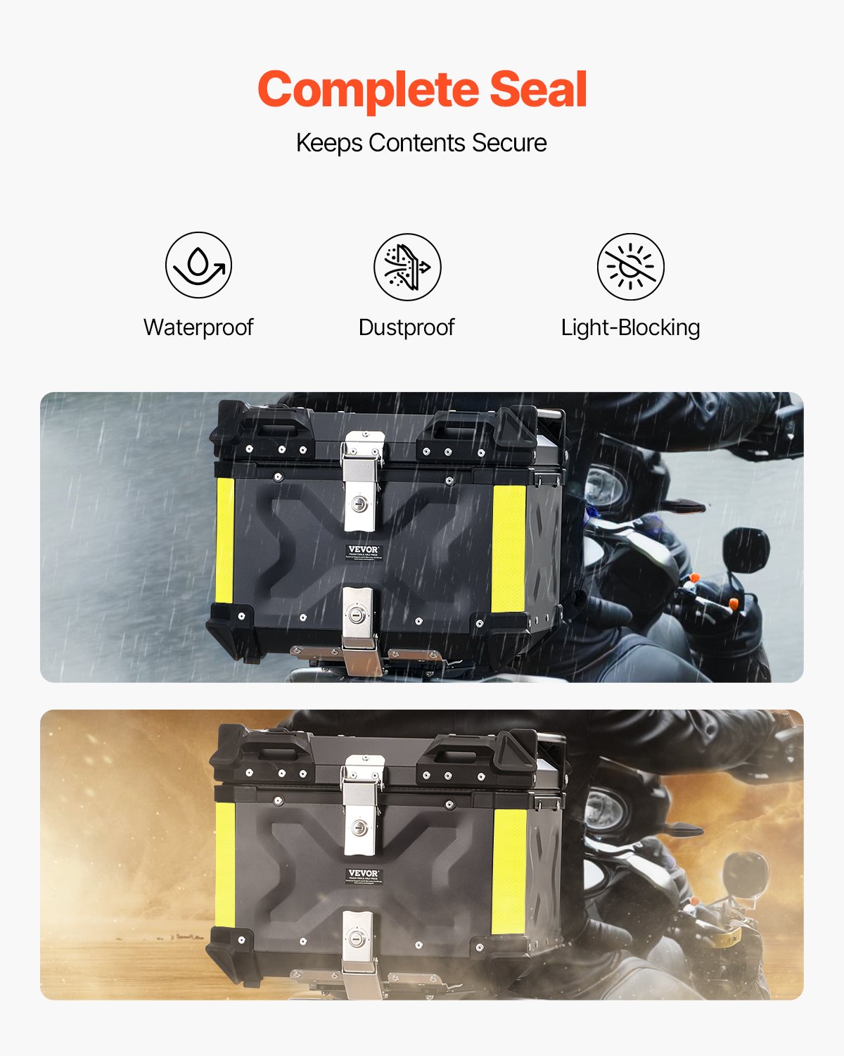 VEVOR 45L Top Case Μοτοσικλέτας Universal Tail Box μοτοσυκλέτας με δερμάτινη επένδυση VEVOR 45L Top Case Μοτοσικλέτας Universal Tail Box μοτοσυκλέτας με δερμάτινη επένδυση