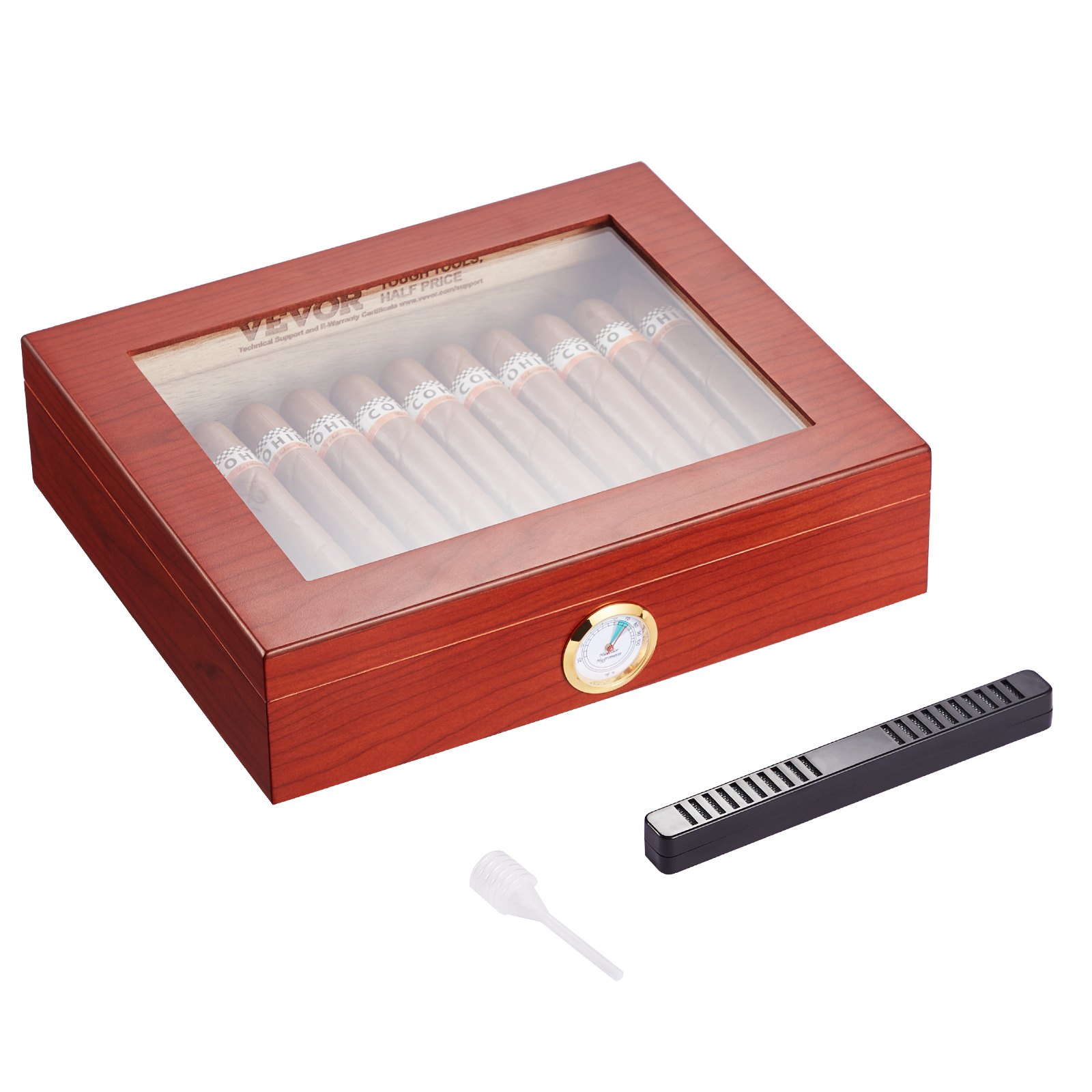 VEVOR 25 Cigars Humidor Glasstop Cedar Cigar Storage Box Υγρόμετρο υγραντήρα VEVOR 25 Cigars Humidor Glasstop Cedar Cigar Storage Box Υγρόμετρο υγραντήρα