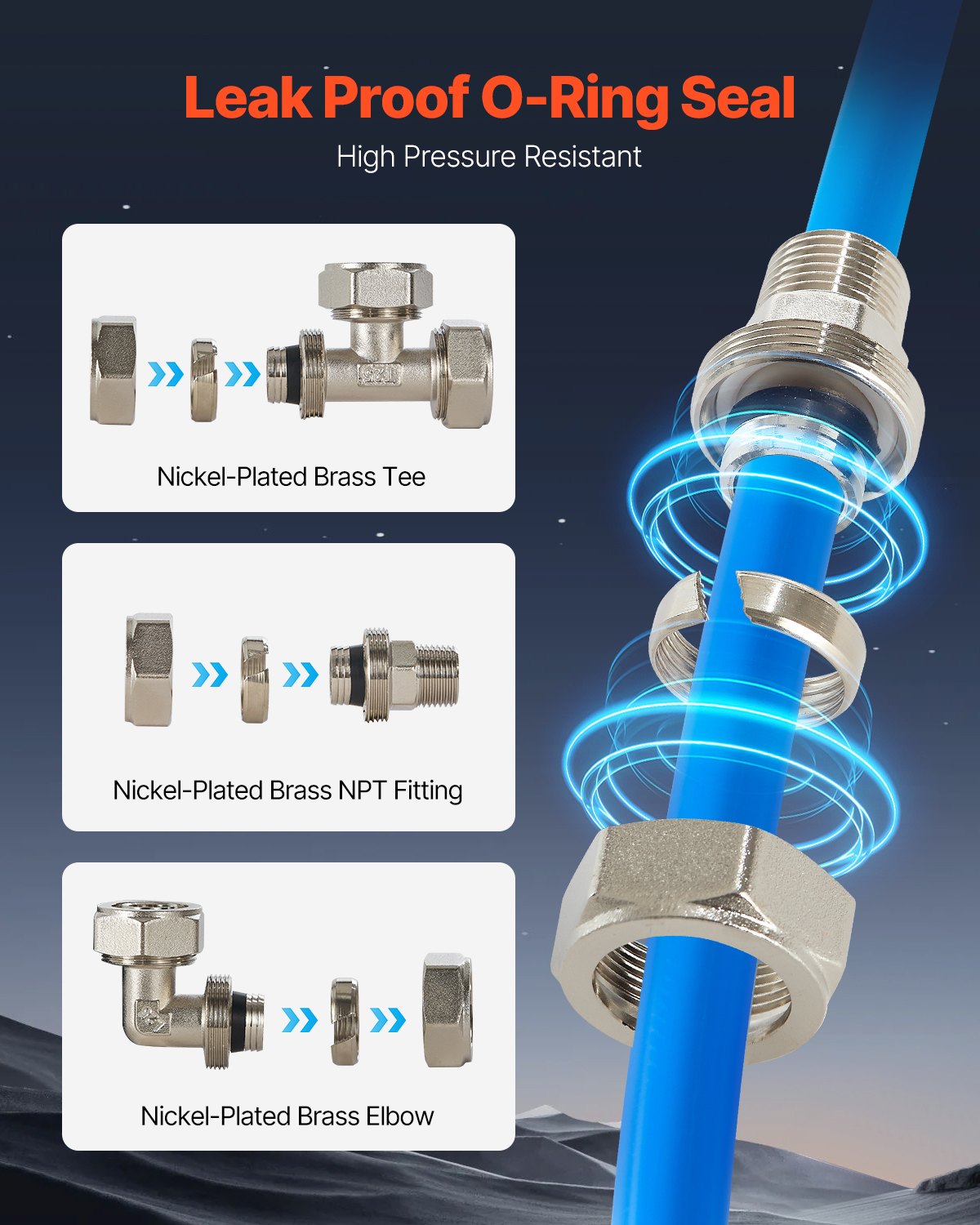 VEVOR Air Compressor Line Kit 3/4'' x 300FT HDPE/Aluminium Air Piping System Blue VEVOR Air Compressor Line Kit 3/4'' x 300FT HDPE/Aluminium Air Piping System Blue