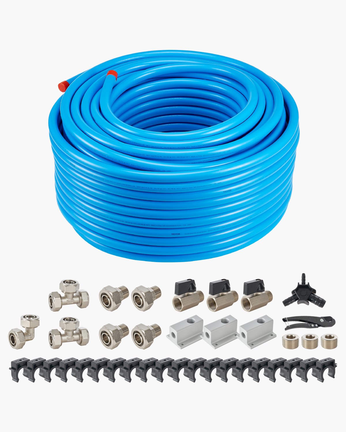 VEVOR Air Compressor Line Kit 3/4'' x 300FT HDPE/Aluminium Air Piping System Blue VEVOR Air Compressor Line Kit 3/4'' x 300FT HDPE/Aluminium Air Piping System Blue