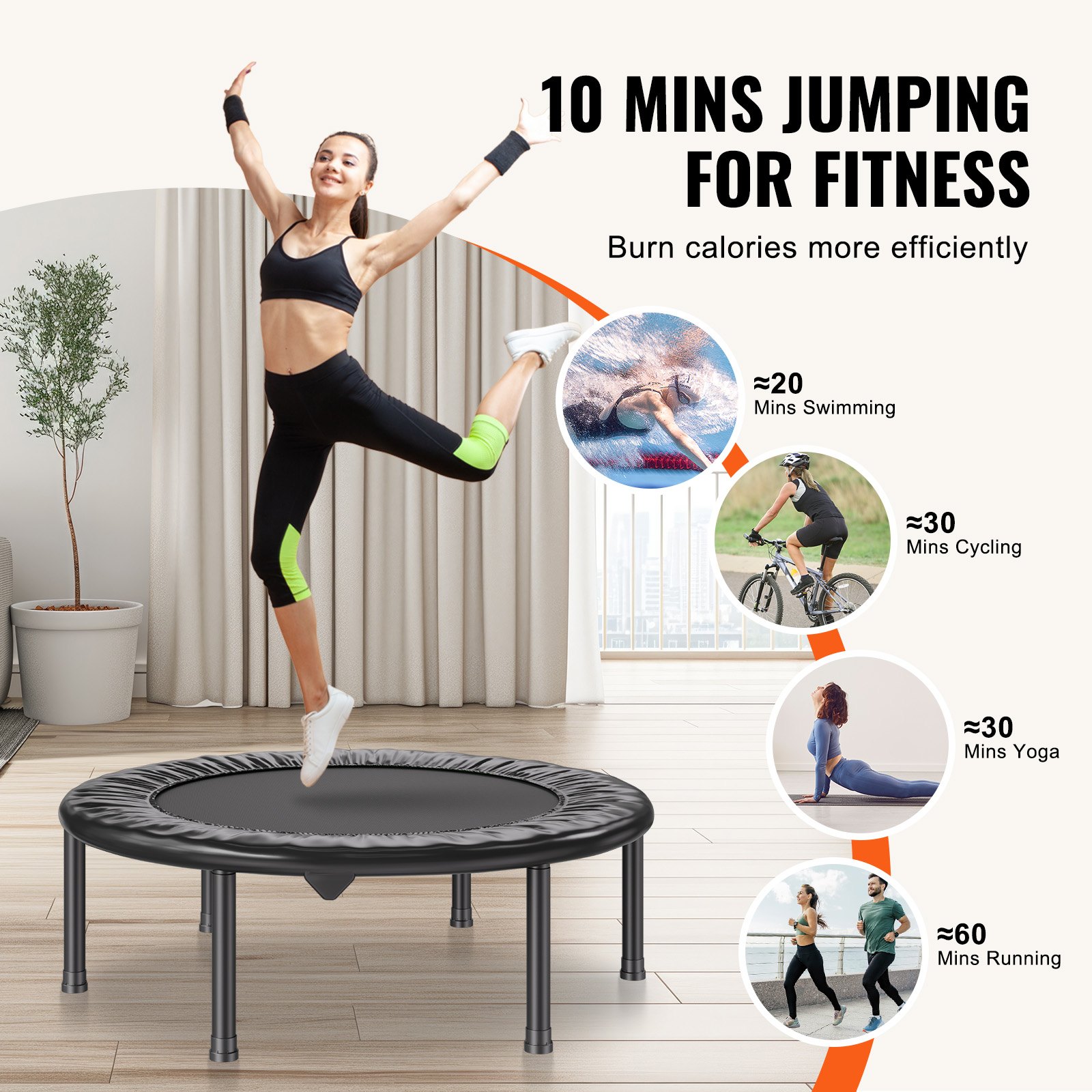 VEVOR 36" Πτυσσόμενο Mini Fitness Trampoline Adults Indoor Exercise Rebounder VEVOR 36" Πτυσσόμενο Mini Fitness Trampoline Adults Indoor Exercise Rebounder