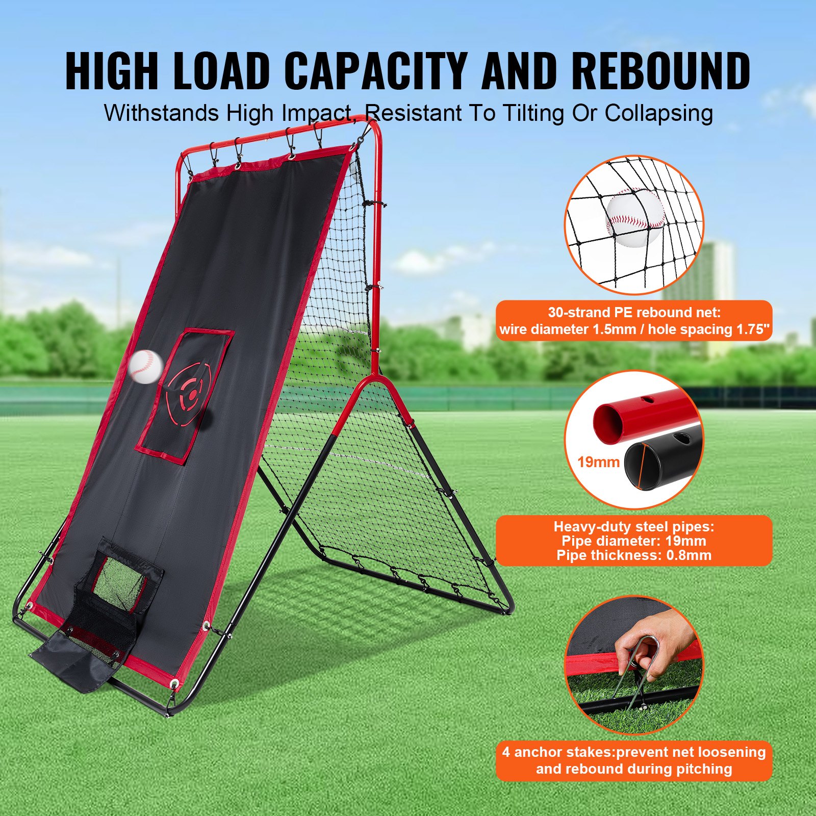 VEVOR Baseball And Softball Rebounder Net 3x4,5 ft 2-in-1 Switch Hitter Pitch VEVOR Baseball And Softball Rebounder Net 3x4,5 ft 2-in-1 Switch Hitter Pitch