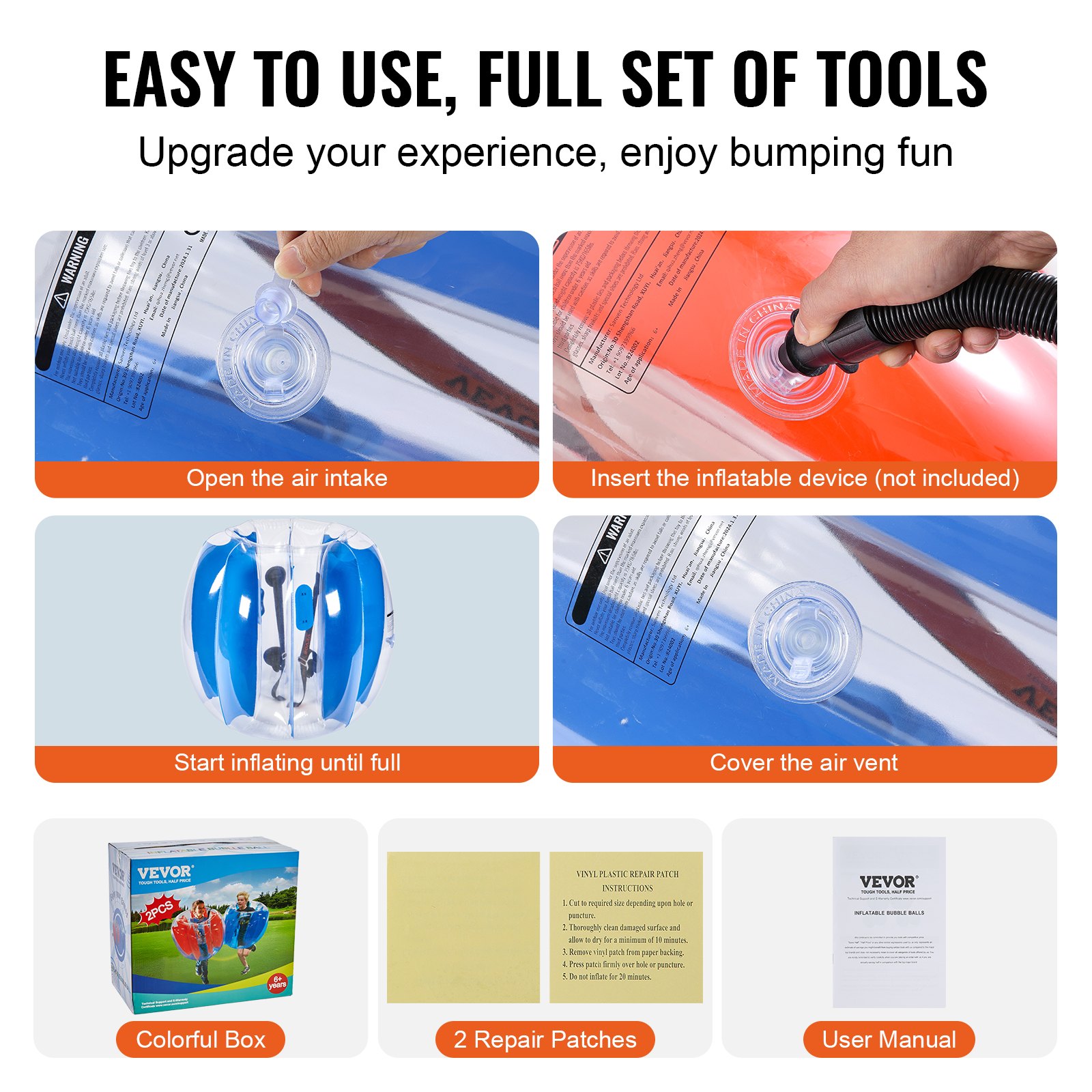 Φουσκωτές μπάλες προφυλακτήρα VEVOR 2-pack, 3FT/0,9M Body Sumo Zorb Balls για παιδιά και εφήβους, Ανθεκτικές μπάλες με φούσκα ανθρώπινου χάμστερ PVC για ομαδικό παιχνίδι σε εξωτερικούς χώρους, παιχνίδια προφυλακτήρα Bopper για παιδική χαρά, αυλή, πάρκο Φουσκωτές μπάλες προφυλακτήρα VEVOR 2-pack, 3FT/0,9M Body Sumo Zorb Balls για παιδιά και εφήβους, Ανθεκτικές μπάλες με φούσκα ανθρώπινου χάμστερ PVC για ομαδικό παιχνίδι σε εξωτερικούς χώρους, παιχνίδια προφυλακτήρα Bopper για παιδική χαρά, αυλή, πάρκο