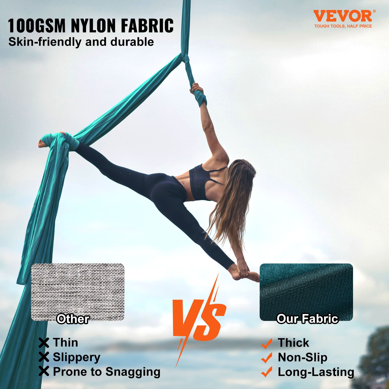 VEVOR Aerial Silk & Yoga Swing, 8,7 Yards, Aerial Yoga Hammock Kit με 100gsm Nylon Fabric, Full Rigging Hardware & Easy Set-up Guide, Antigravity Flying for All Levels Fitness Bodybuilding, Green VEVOR Aerial Silk & Yoga Swing, 8,7 Yards, Aerial Yoga Hammock Kit με 100gsm Nylon Fabric, Full Rigging Hardware & Easy Set-up Guide, Antigravity Flying for All Levels Fitness Bodybuilding, Green