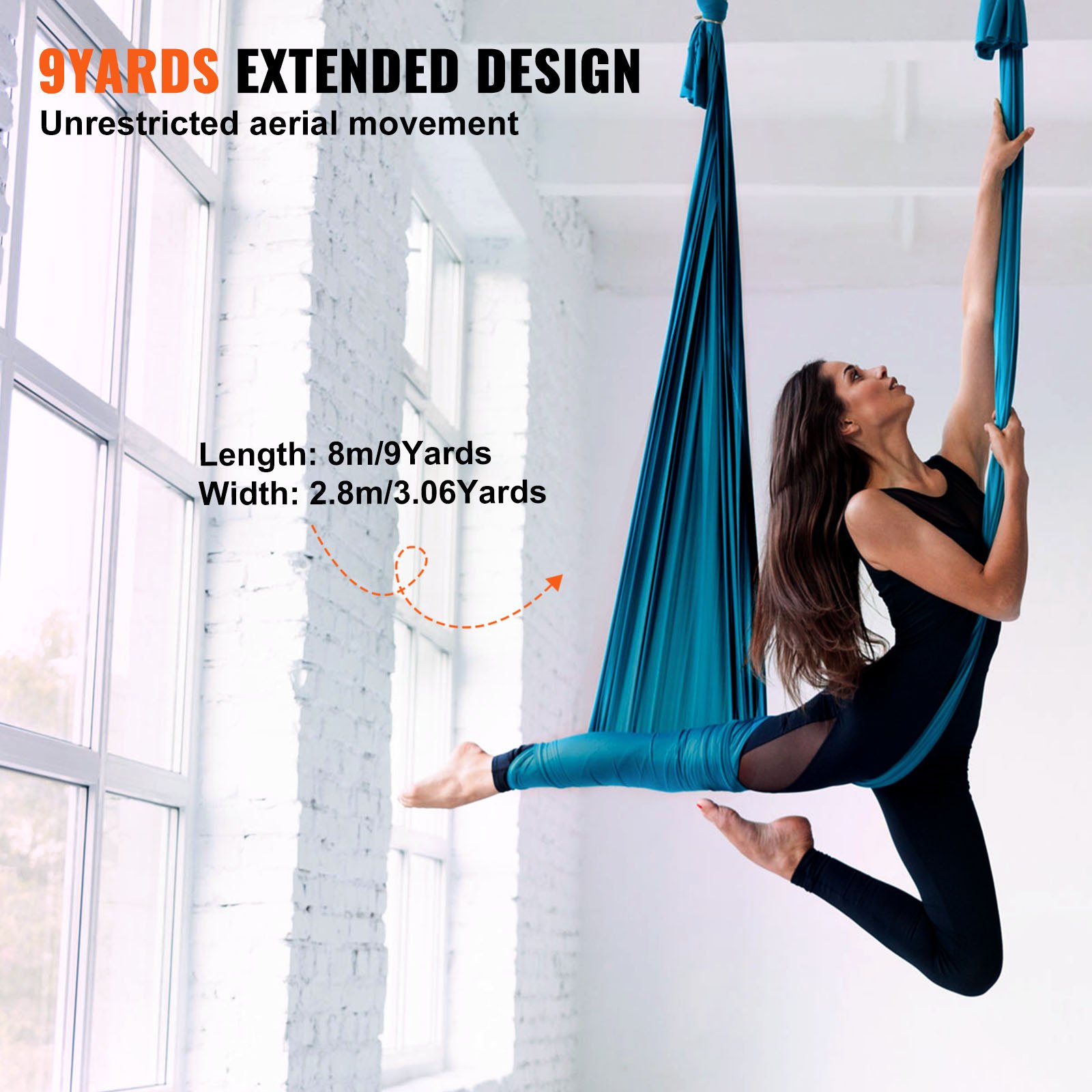 VEVOR Aerial Silk & Yoga Swing, 8,7 Yards, Aerial Yoga Hammock Kit με 100gsm Nylon Fabric, Full Rigging Hardware & Easy Set-up Guide, Antigravity Flying for All Levels Fitness Bodybuilding, Green VEVOR Aerial Silk & Yoga Swing, 8,7 Yards, Aerial Yoga Hammock Kit με 100gsm Nylon Fabric, Full Rigging Hardware & Easy Set-up Guide, Antigravity Flying for All Levels Fitness Bodybuilding, Green