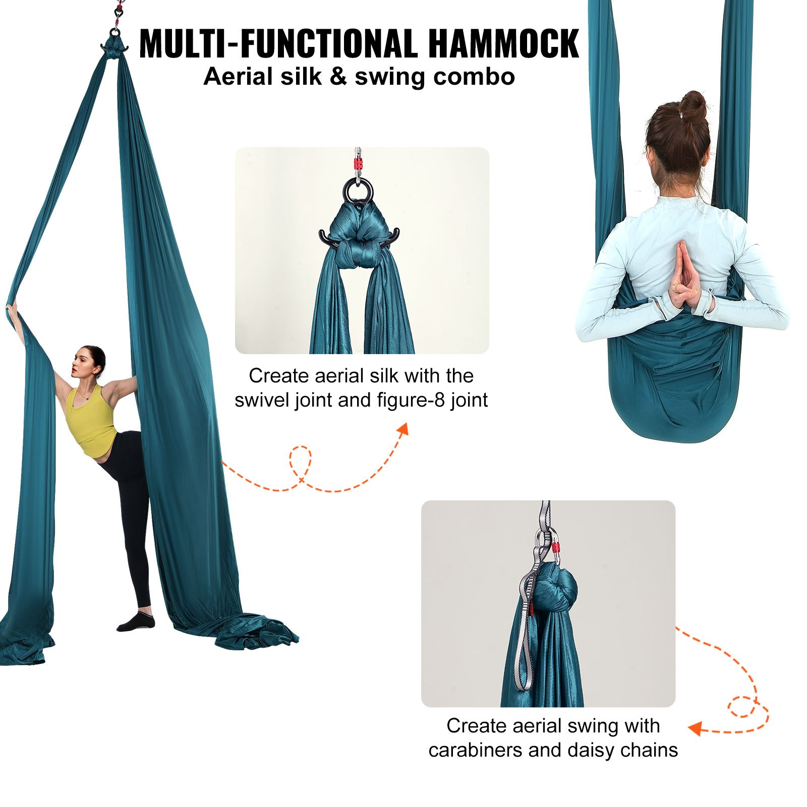 VEVOR Aerial Silk & Yoga Swing, 8,7 Yards, Aerial Yoga Hammock Kit με 100gsm Nylon Fabric, Full Rigging Hardware & Easy Set-up Guide, Antigravity Flying for All Levels Fitness Bodybuilding, Green VEVOR Aerial Silk & Yoga Swing, 8,7 Yards, Aerial Yoga Hammock Kit με 100gsm Nylon Fabric, Full Rigging Hardware & Easy Set-up Guide, Antigravity Flying for All Levels Fitness Bodybuilding, Green