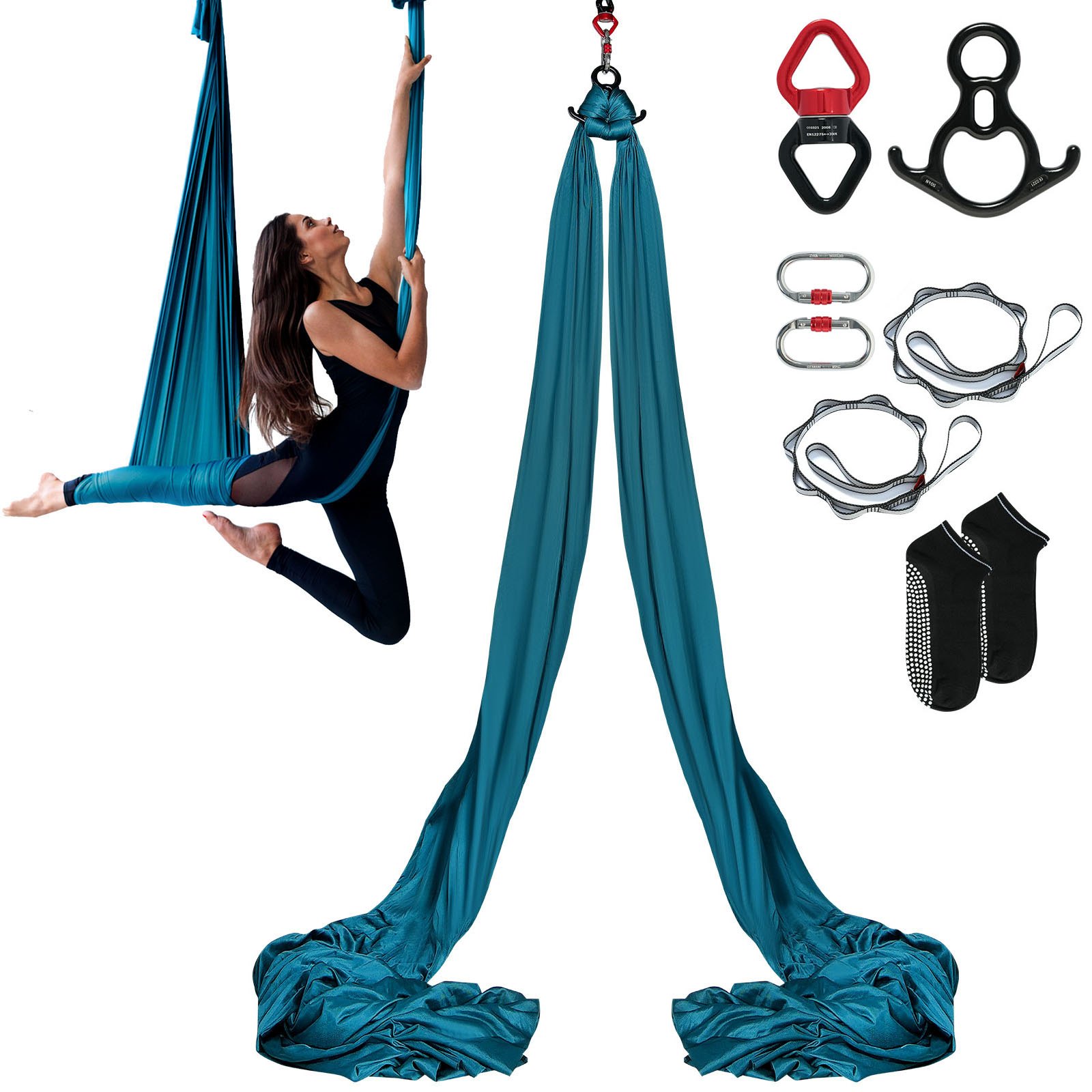 VEVOR Aerial Silk & Yoga Swing, 8,7 Yards, Aerial Yoga Hammock Kit με 100gsm Nylon Fabric, Full Rigging Hardware & Easy Set-up Guide, Antigravity Flying for All Levels Fitness Bodybuilding, Green VEVOR Aerial Silk & Yoga Swing, 8,7 Yards, Aerial Yoga Hammock Kit με 100gsm Nylon Fabric, Full Rigging Hardware & Easy Set-up Guide, Antigravity Flying for All Levels Fitness Bodybuilding, Green