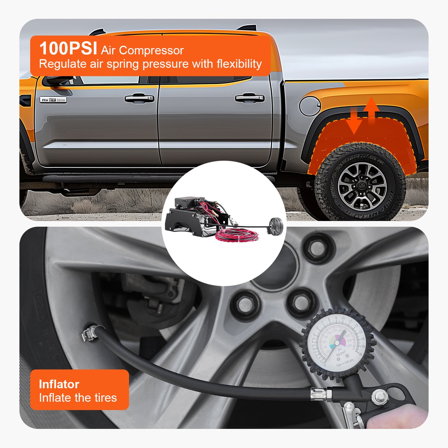 VEVOR Air Shock Controller 12V 100PSI Wireless On Board Air Compressor System VEVOR Air Shock Controller 12V 100PSI Wireless On Board Air Compressor System