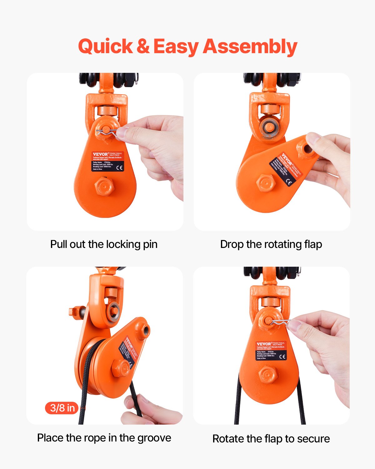 VEVOR 2 Ton Snatch Block Chain Flatbed Tow Truck Rollback Carrier Carrier Cable VEVOR 2 Ton Snatch Block Chain Flatbed Tow Truck Rollback Carrier Carrier Cable