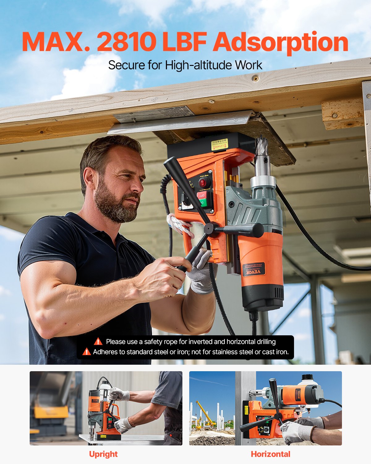 Magnetic Drill 1450W 2810 lbf Portable Mag Drill Press 1,6 in Boring Diameter Magnetic Drill 1450W 2810 lbf Portable Mag Drill Press 1,6 in Boring Diameter