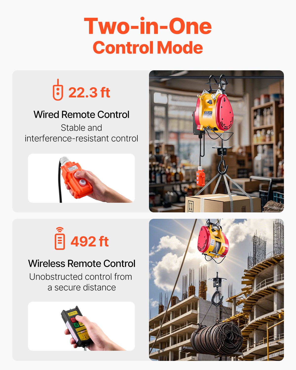 VEVOR 2-σε-1 φορητό ηλεκτρικό βαρούλκο βαρούλκο 1100LBS Ενσύρματο/Ασύρματο Τηλεχειριστήριο VEVOR 2-σε-1 φορητό ηλεκτρικό βαρούλκο βαρούλκο 1100LBS Ενσύρματο/Ασύρματο Τηλεχειριστήριο