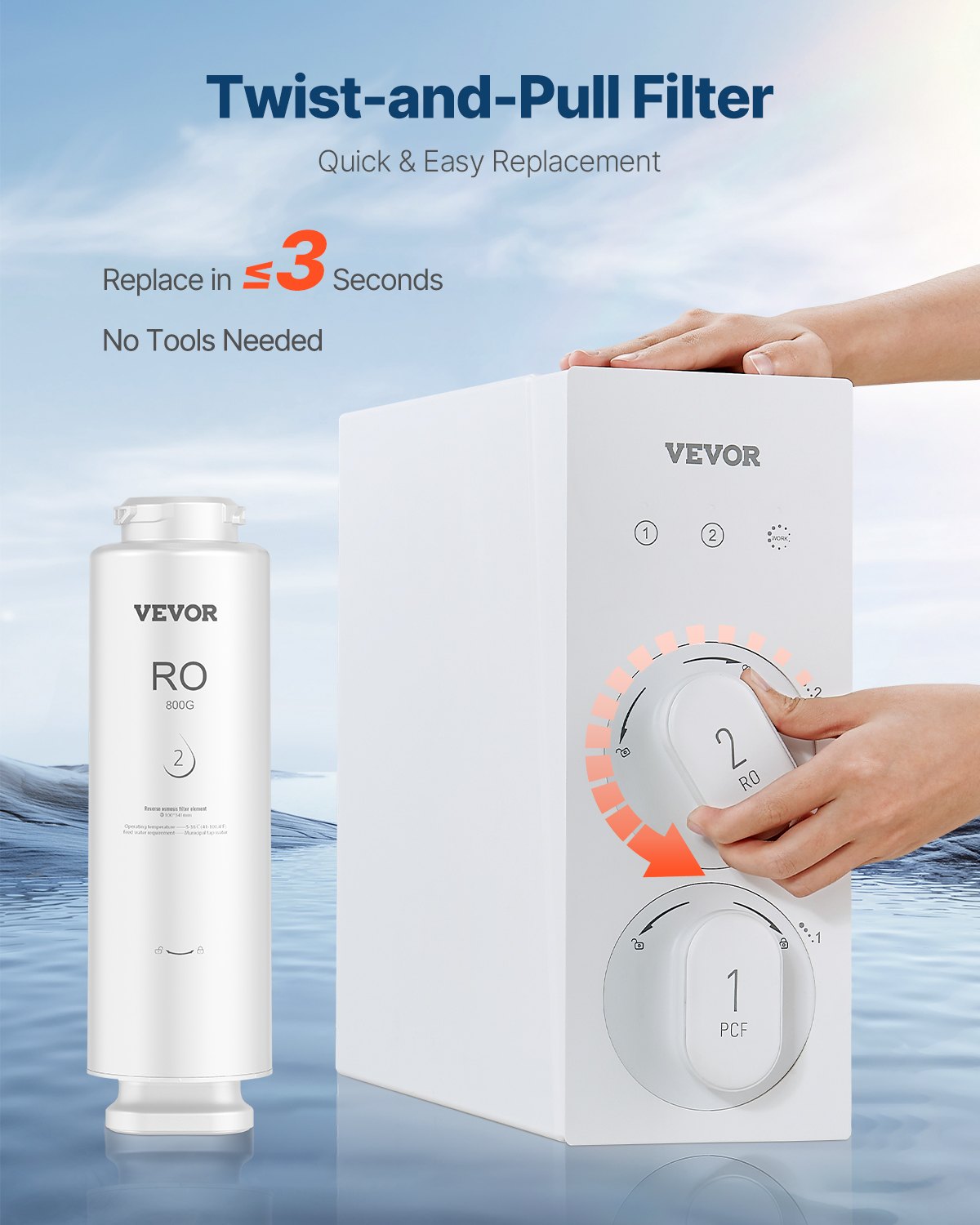 Αντικατάσταση συστήματος αντίστροφης όσμωσης VEVOR για φίλτρο νερού κάτω από το νεροχύτη SS-006 Αντικατάσταση συστήματος αντίστροφης όσμωσης VEVOR για φίλτρο νερού κάτω από το νεροχύτη SS-006