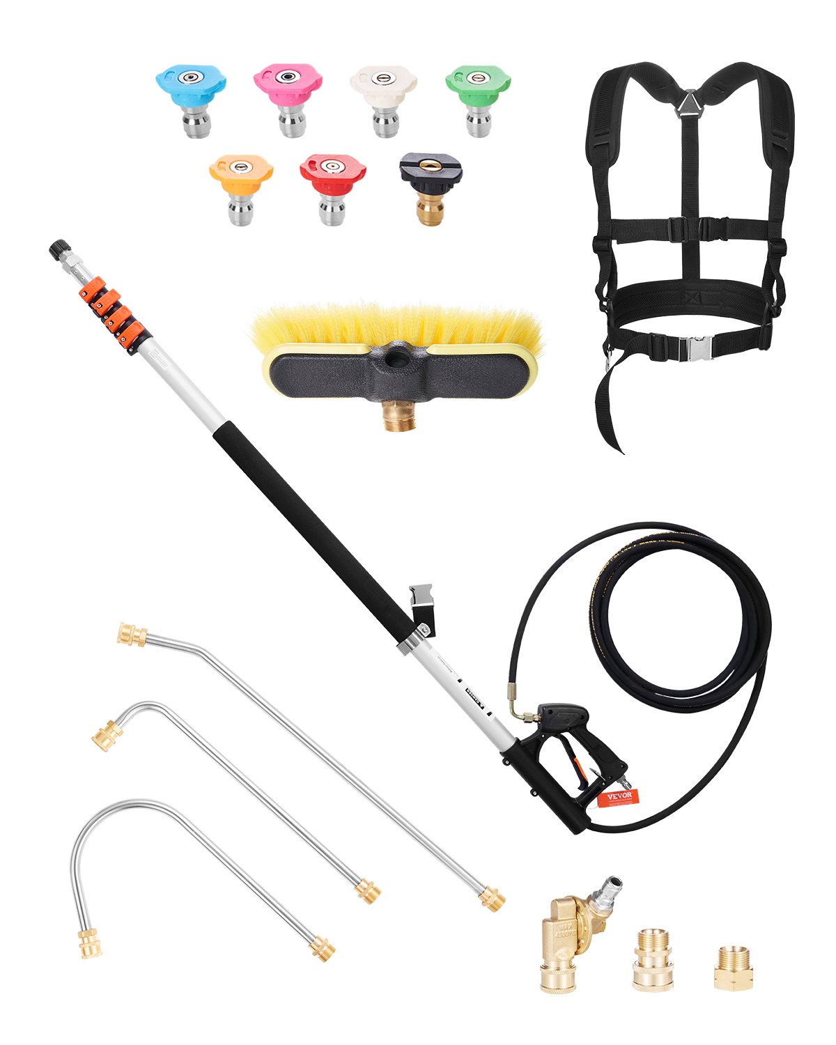 Τηλεσκοπική ράβδος πλύσης πίεσης VEVOR 21 ft με κεφαλή βούρτσας Τηλεσκοπική ράβδος ψεκασμού Τηλεσκοπική ράβδος πλύσης πίεσης VEVOR 21 ft με κεφαλή βούρτσας Τηλεσκοπική ράβδος ψεκασμού