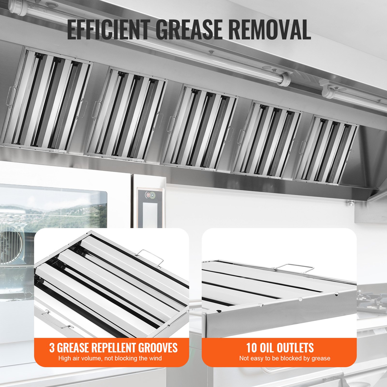 VEVOR 15,5Wx19,5H Inch Commercial Hood Filter Range Hood Διάφραγμα από ανοξείδωτο χάλυβα