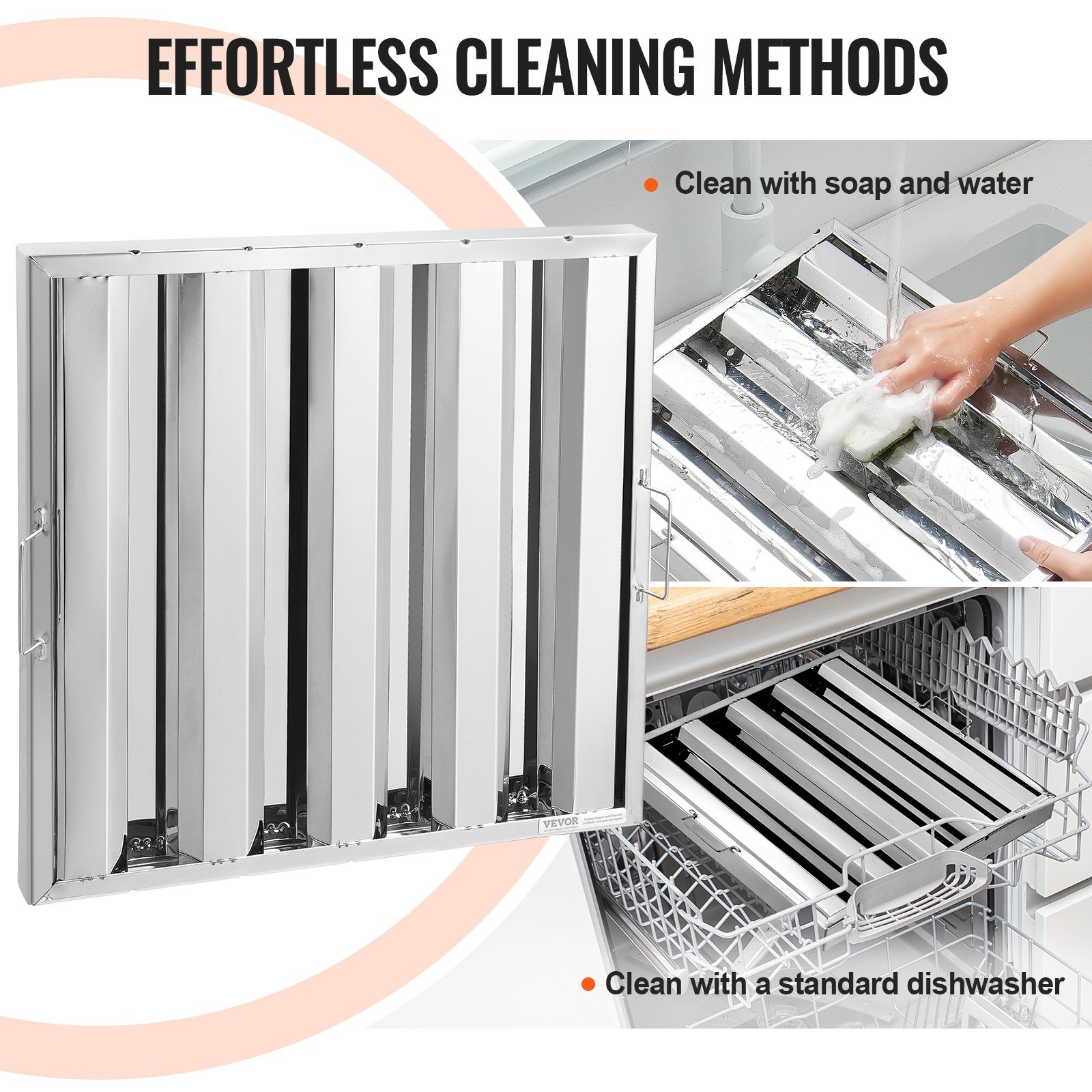VEVOR 19,5Wx19,5H Inch Commercial Hood Filter Range Hood Διάφραγμα από ανοξείδωτο ατσάλι