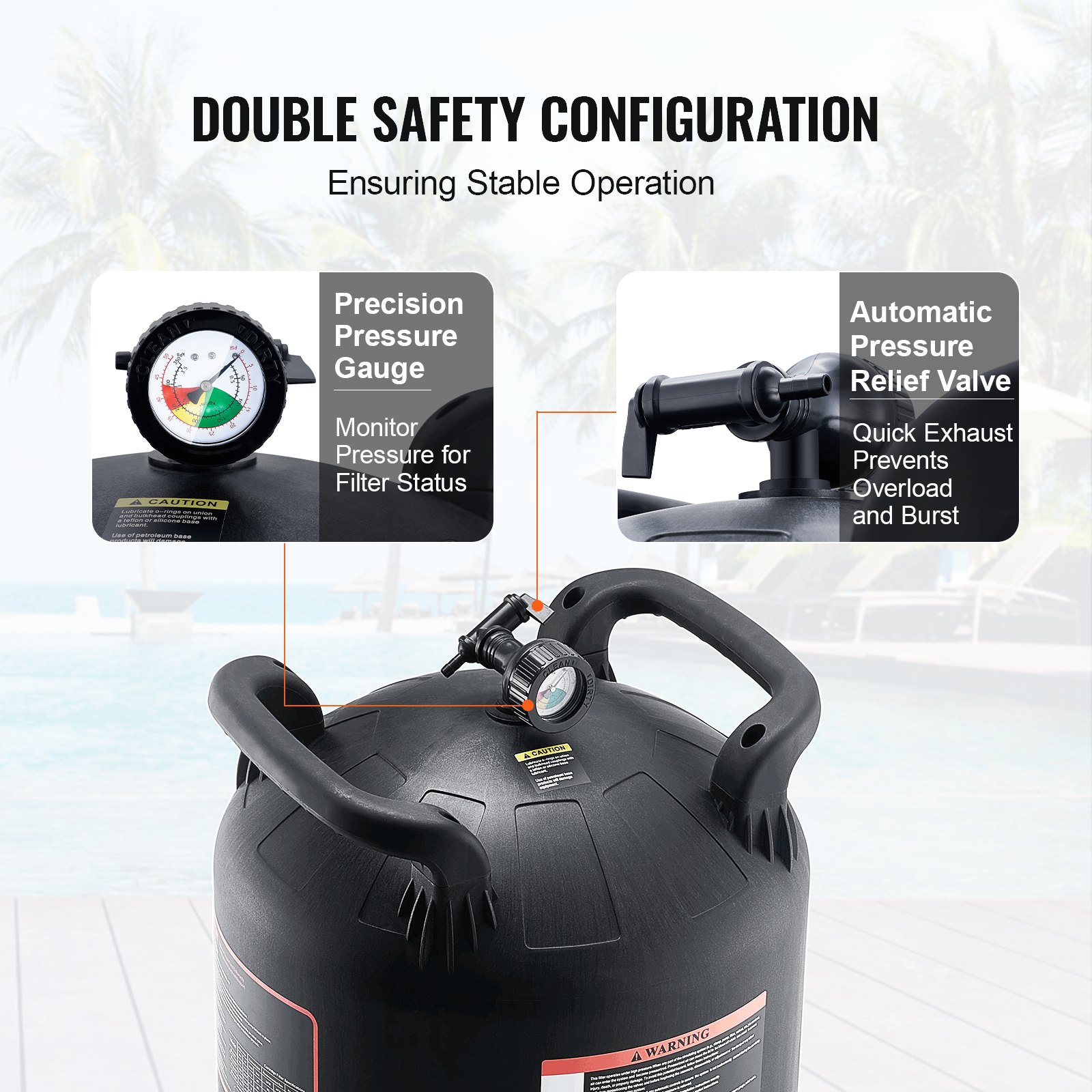VEVOR Pool Cartridge Filter In/Above Ground Swimming Pool Filtration 49 τ.μ