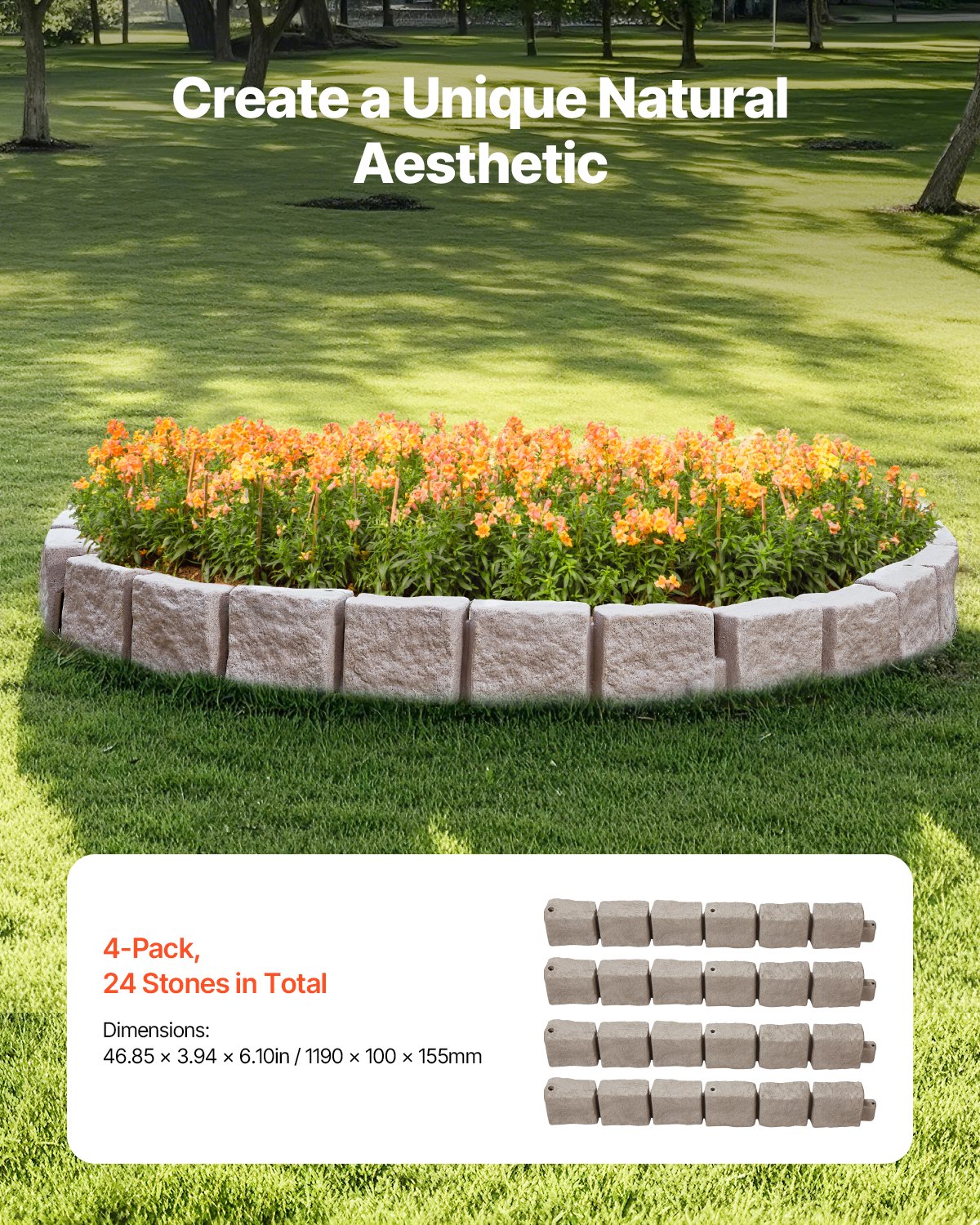 VEVOR Fake Stone Landscape Edge 46,8x3,9 in Lawn Edge Ανθεκτικά στο ξεθώριασμα VEVOR Fake Stone Landscape Edge 46,8x3,9 in Lawn Edge Ανθεκτικά στο ξεθώριασμα