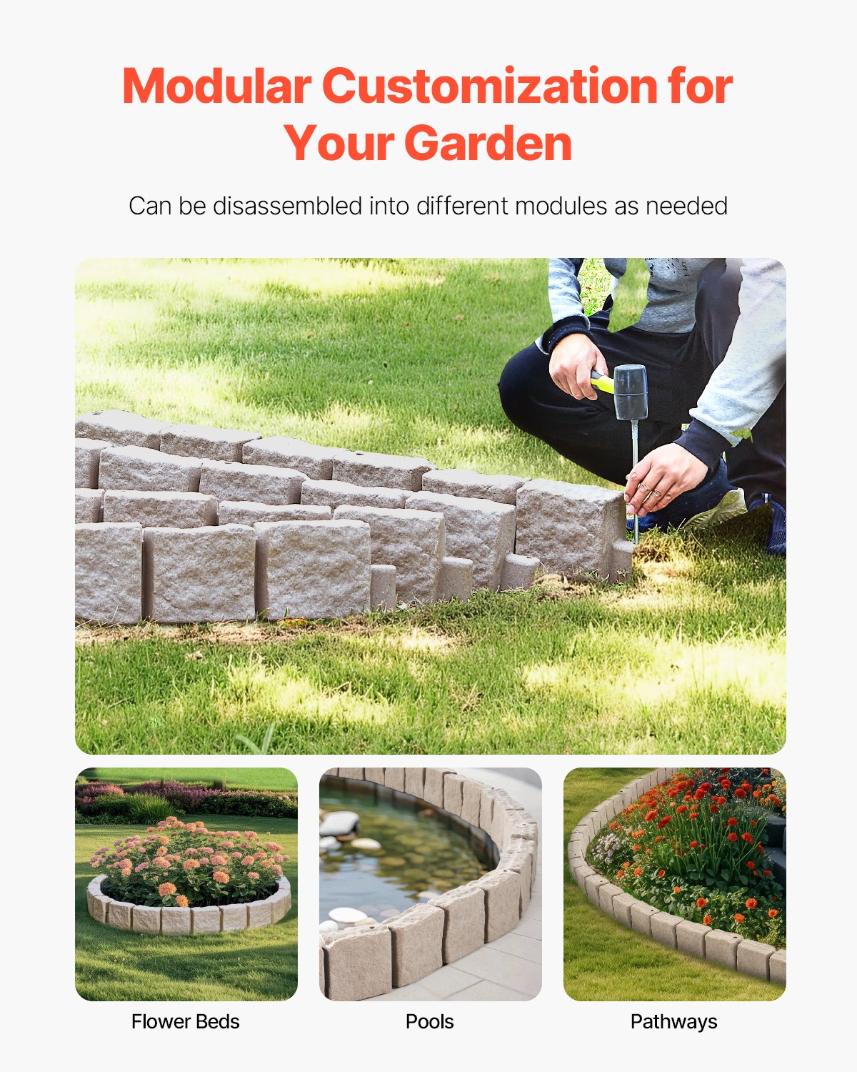 VEVOR Fake Stone Landscape Edge 46,8x3,9 in Lawn Edge Ανθεκτικά στο ξεθώριασμα VEVOR Fake Stone Landscape Edge 46,8x3,9 in Lawn Edge Ανθεκτικά στο ξεθώριασμα