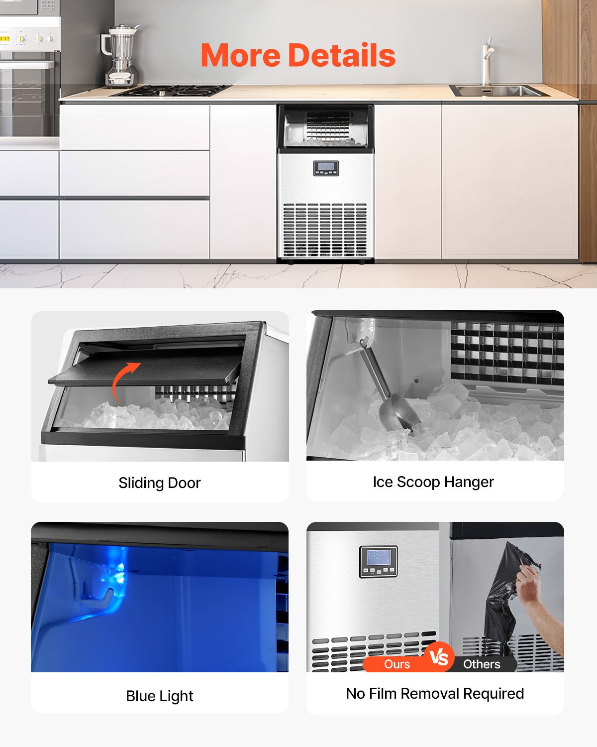 VEVOR Commercial Ice Maker Ανεξάρτητη Μηχανή Ντουλάπας 150lbs/24H 45 Ice Cubes VEVOR Commercial Ice Maker Ανεξάρτητη Μηχανή Ντουλάπας 150lbs/24H 45 Ice Cubes