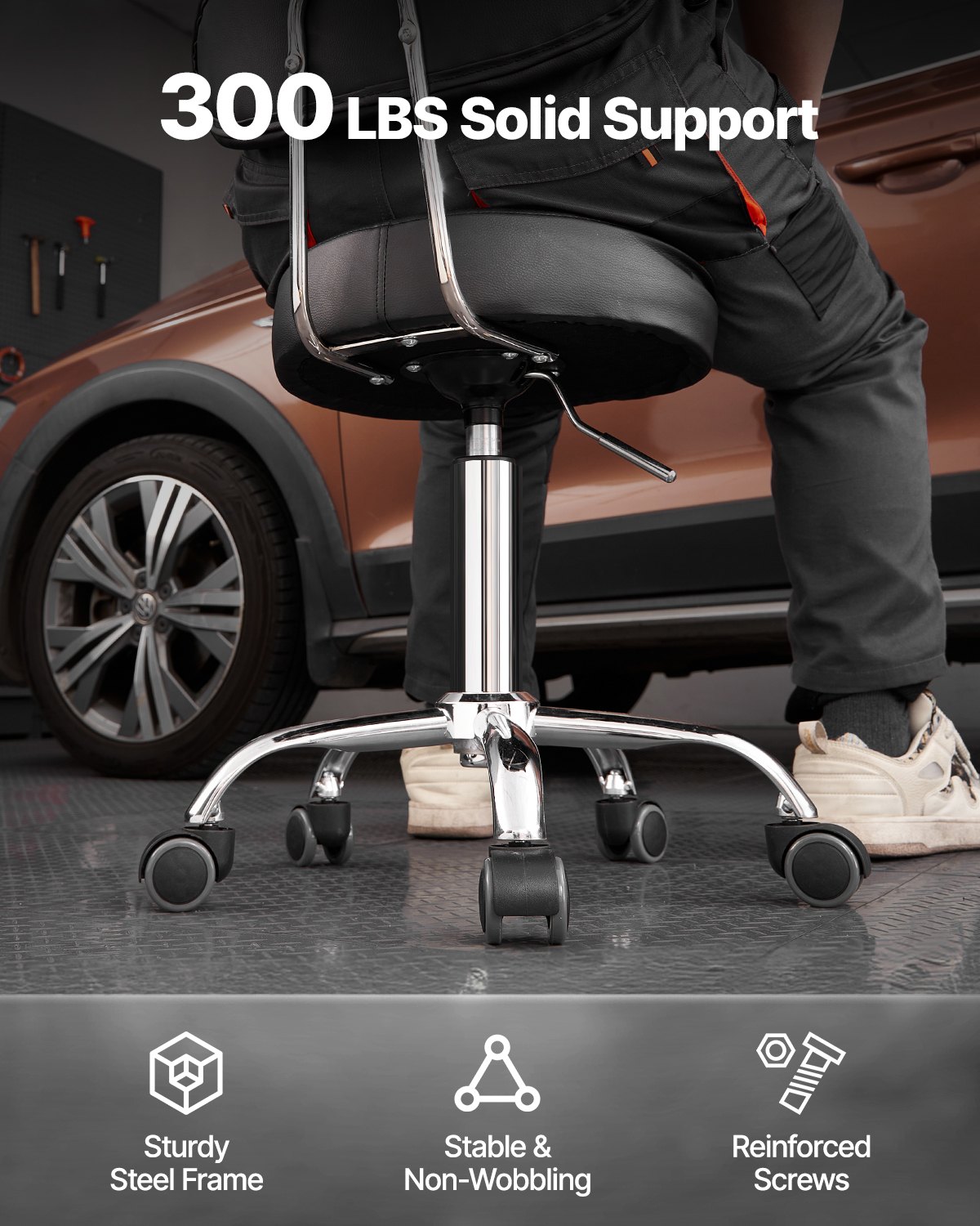 VEVOR Σκαμπό καταστήματος Ρυθμιζόμενο γκαράζ κάθισμα 300 λίβρες φορτίο με πλάτη και ρόδες VEVOR Σκαμπό καταστήματος Ρυθμιζόμενο γκαράζ κάθισμα 300 λίβρες φορτίο με πλάτη και ρόδες