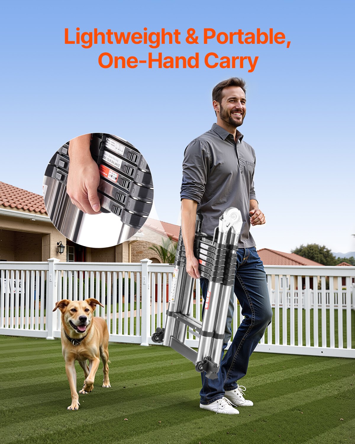 VEVOR Telescoping Ladder A-Frame Inox 16,5 ft Extension Ladders VEVOR Telescoping Ladder A-Frame Inox 16,5 ft Extension Ladders