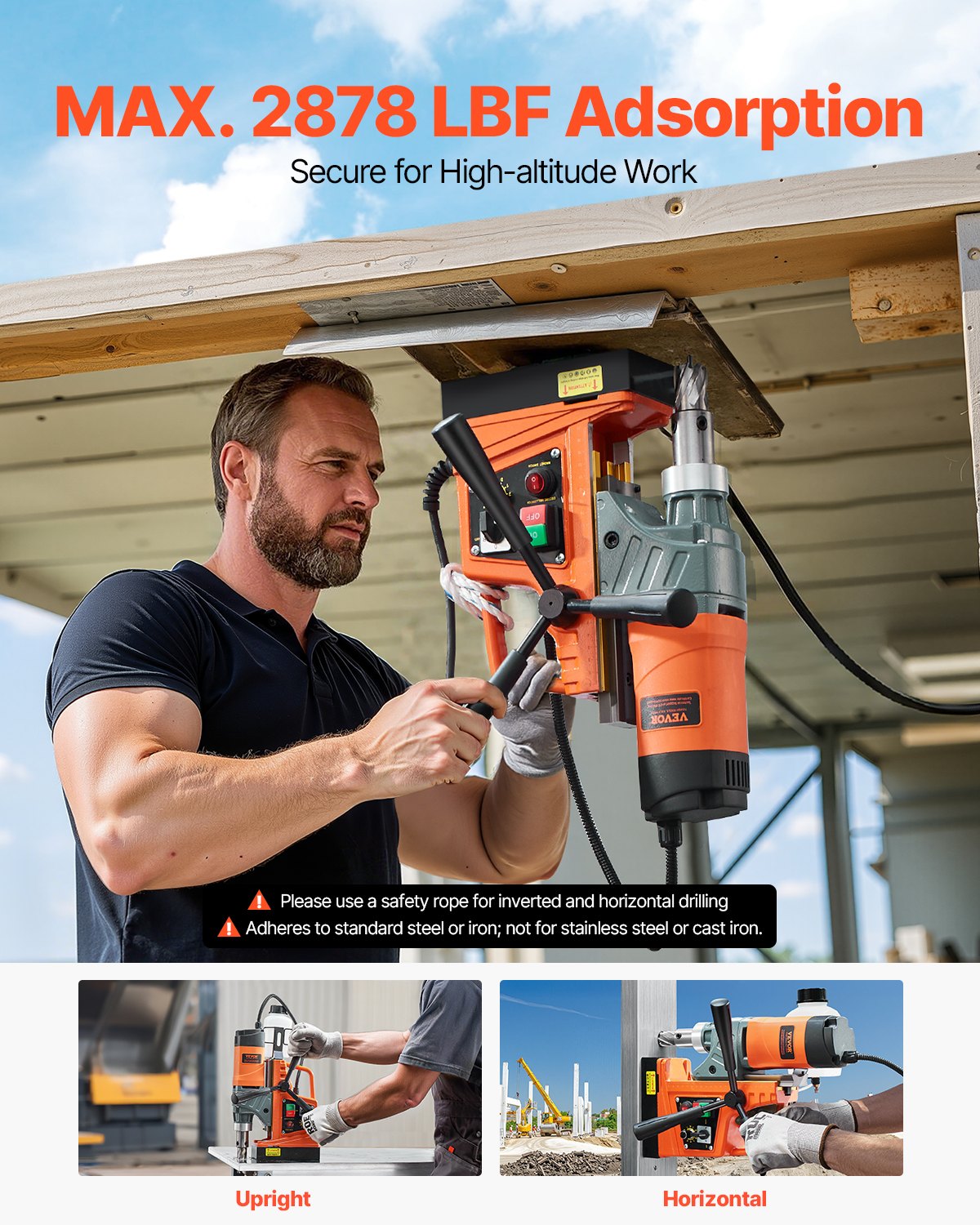 Magnetic Drill 1450W 2878 lbf Portable Mag Drill Press 2 in Boring Diameter Magnetic Drill 1450W 2878 lbf Portable Mag Drill Press 2 in Boring Diameter