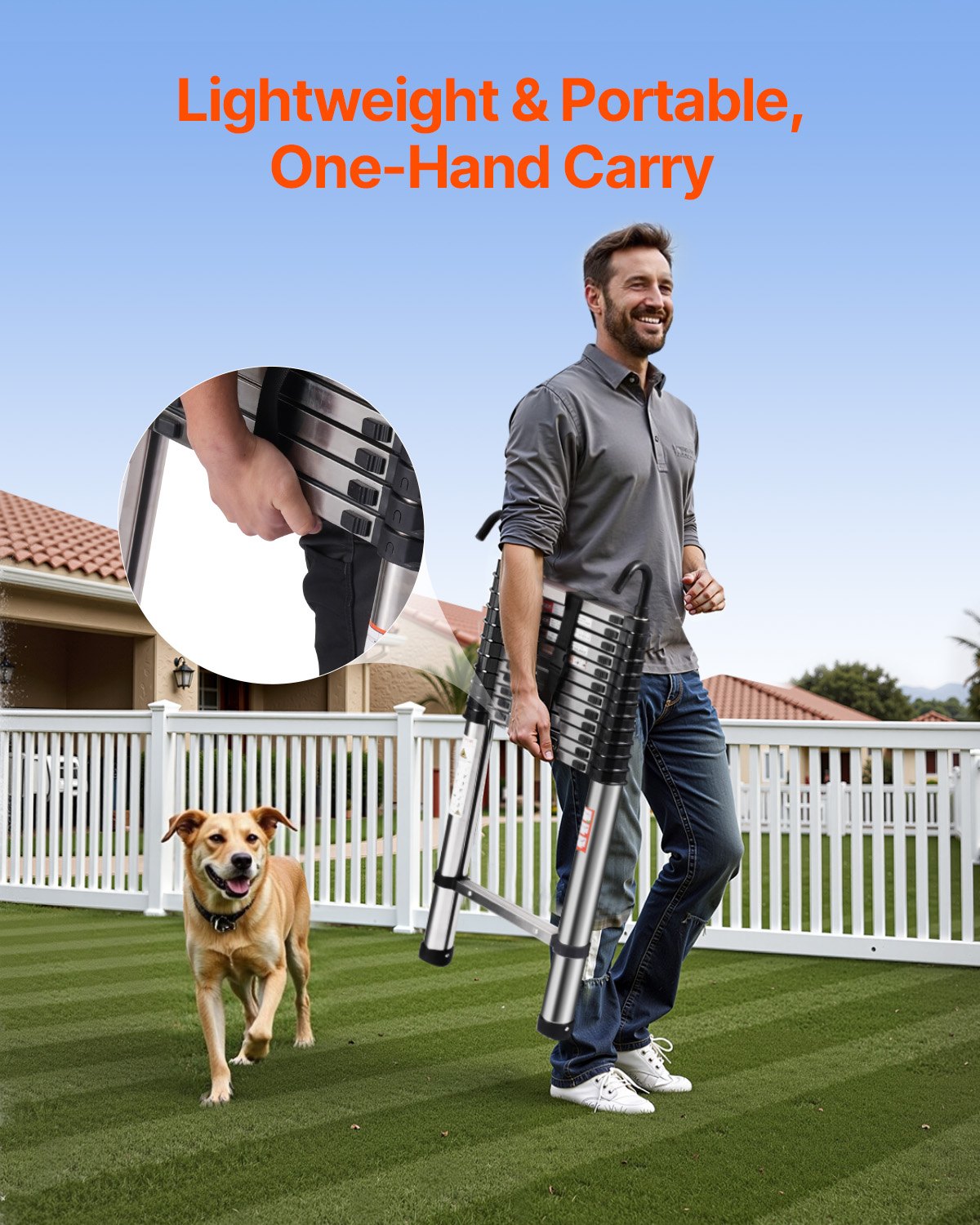 VEVOR Telescoping Ladder Stainless Steel Extension Step 16,5ft Portable Ladders VEVOR Telescoping Ladder Stainless Steel Extension Step 16,5ft Portable Ladders